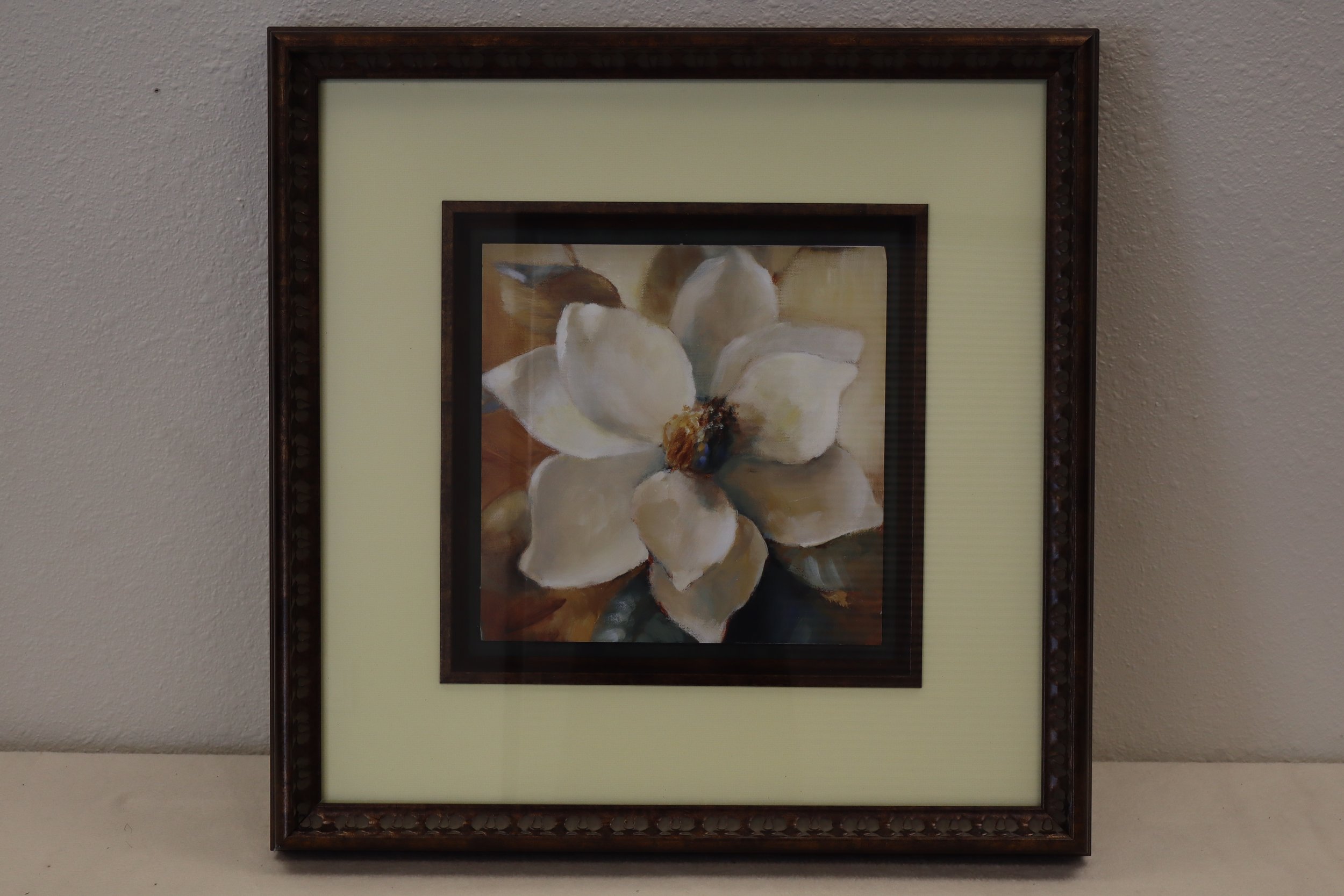Framed White Magnolia Decor Painting, decor, art, painting, interior design, furniture, artistry