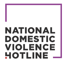 Logo for the National Domestic Violence Hotline with black text and purple border