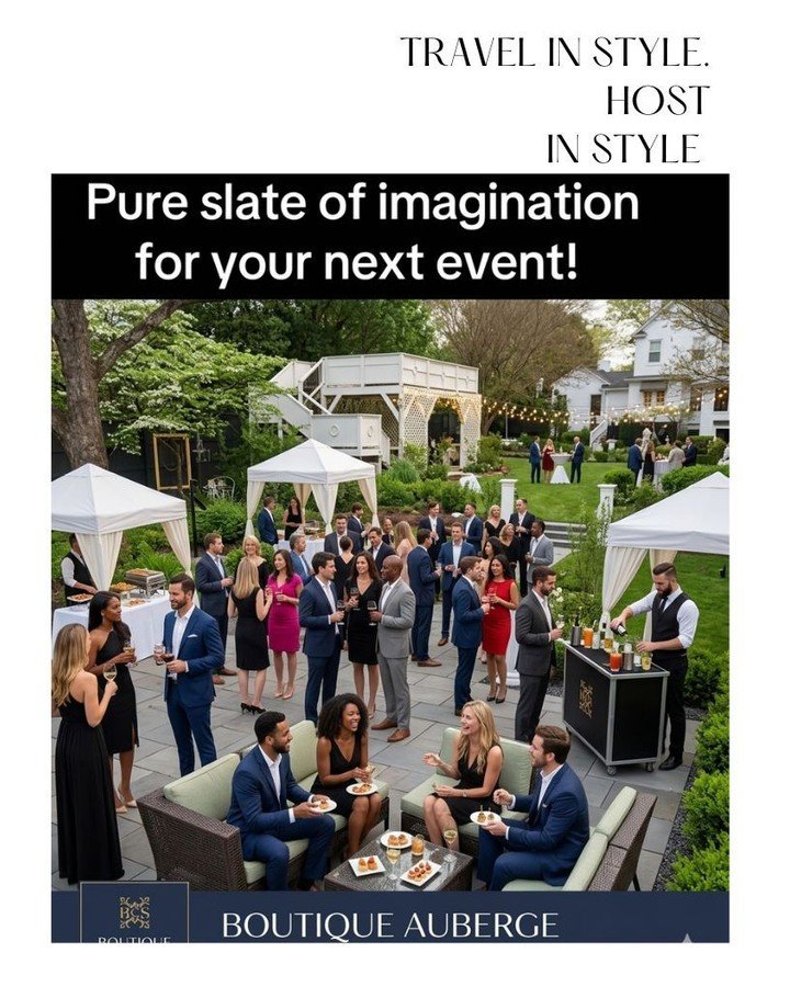 Your event is elevated in a historical setting. The gardens at Boutique Auberge are just the perfect relax setting to enjoy a large company under the skies and stars. 

www.boutiqueauberge.com