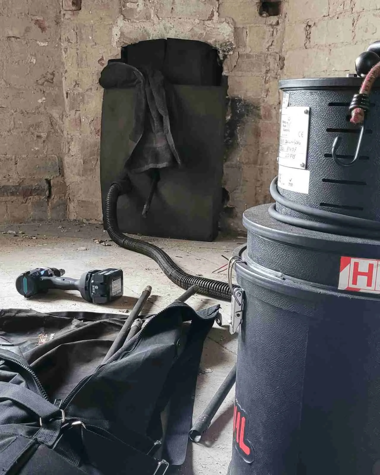 Sweeping on a building site in Ponteland