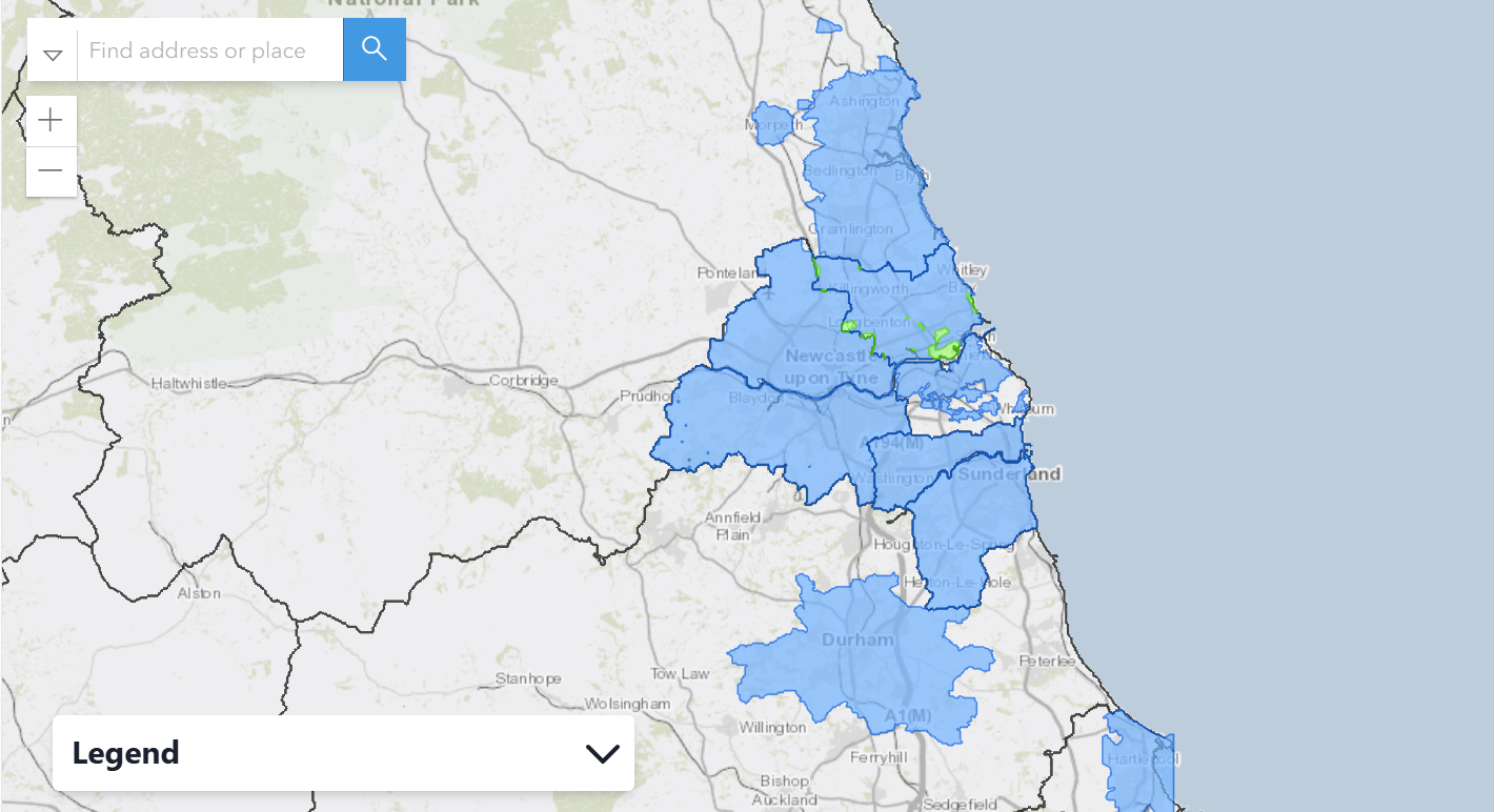 Smoke Control Areas in the North East Map