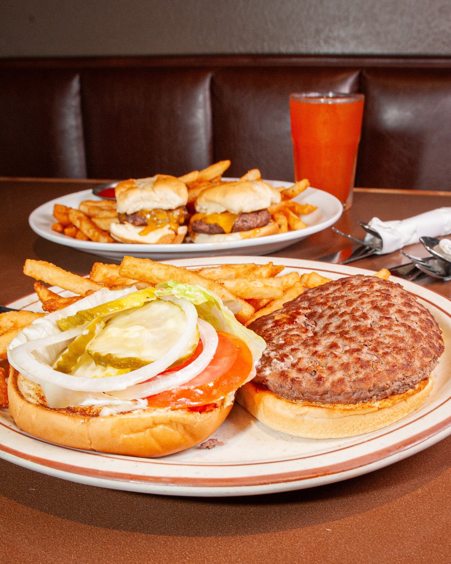 We've got burgers, big and small! Eat up!
