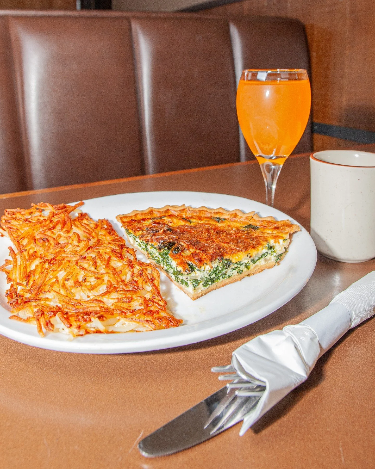 Happy Mother&rsquo;s Day! 🌸⁠
⁠
Celebrate Mom with our special Spinach Quiche served with hash browns and toast. Pair it with a mimosa, and add a shot if you&rsquo;re looking for that extra punch! ⁠
⁠
Don't forget to save room for dessert because we&
