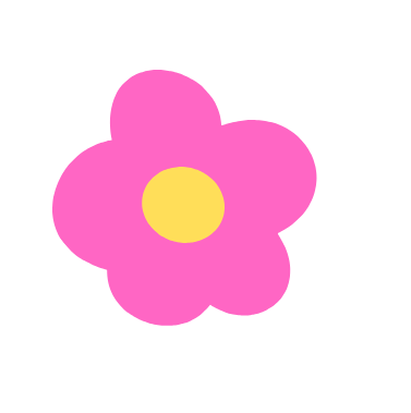 A simple pink flower with five petals and a yellow center.