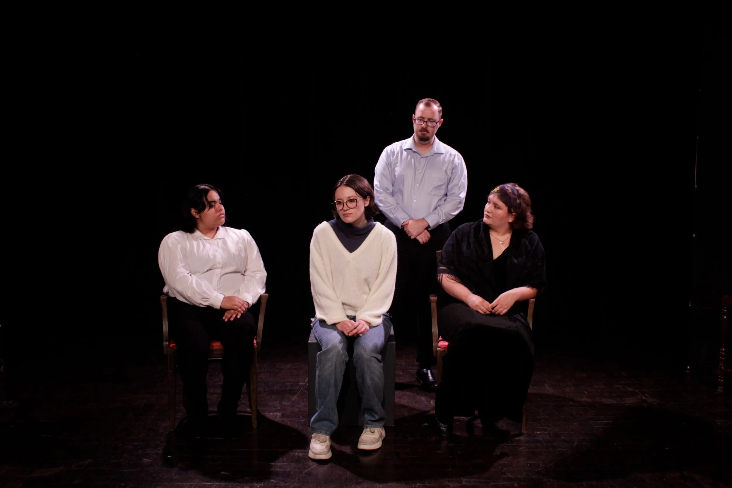 The Thin Place by Lucas Hnath 

Director: Ash Tointon @ashhorh 
Stage Manager: Sean Linstrom 
Lighting Designer: Adrian Ossenkop @ossenkopld 
Wardrobe Coordinator: Brooke Leaders
Sound Technician: Caleb Hampton
Dialect Coach: Lara Marsh