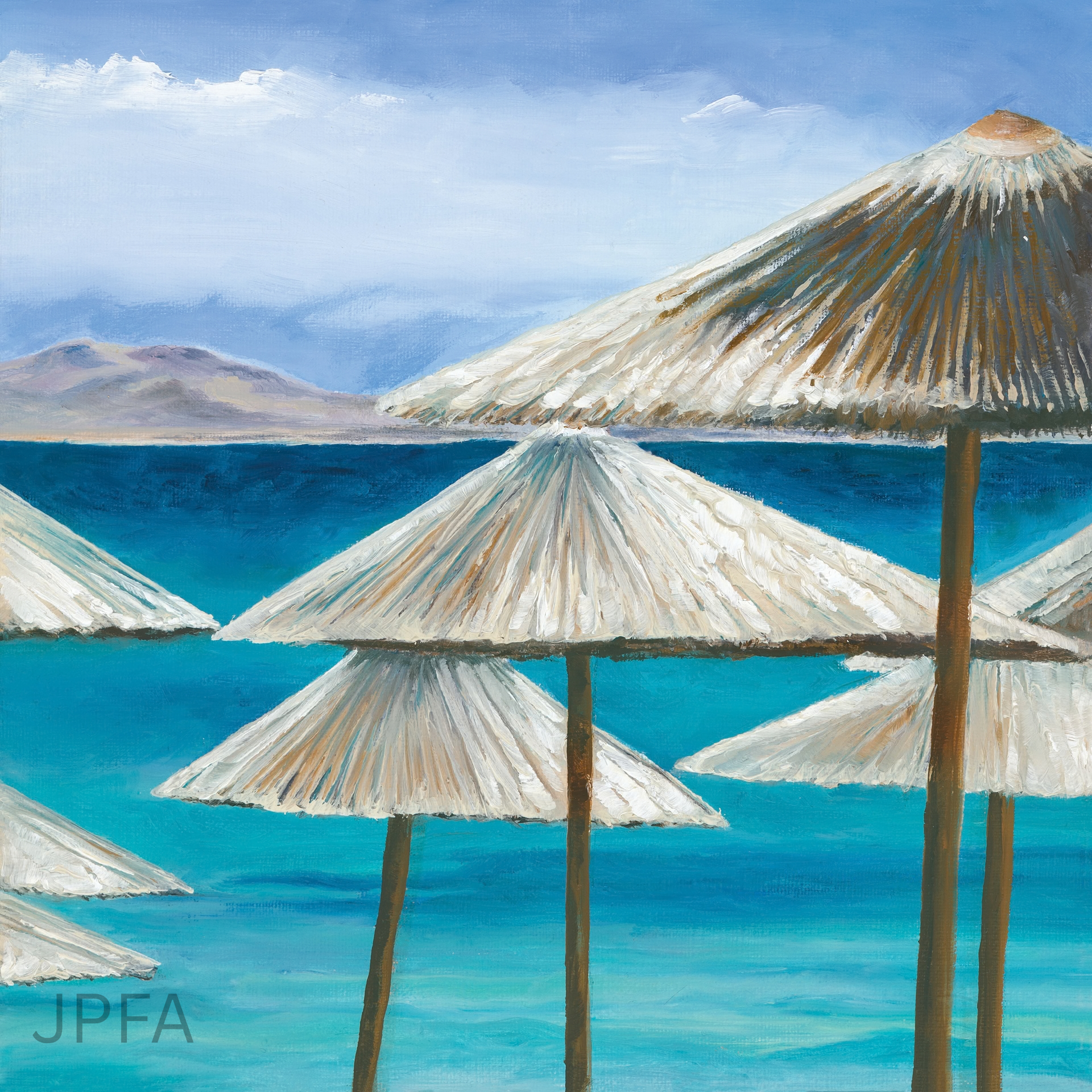 Grecian Landscape of Umbrellas