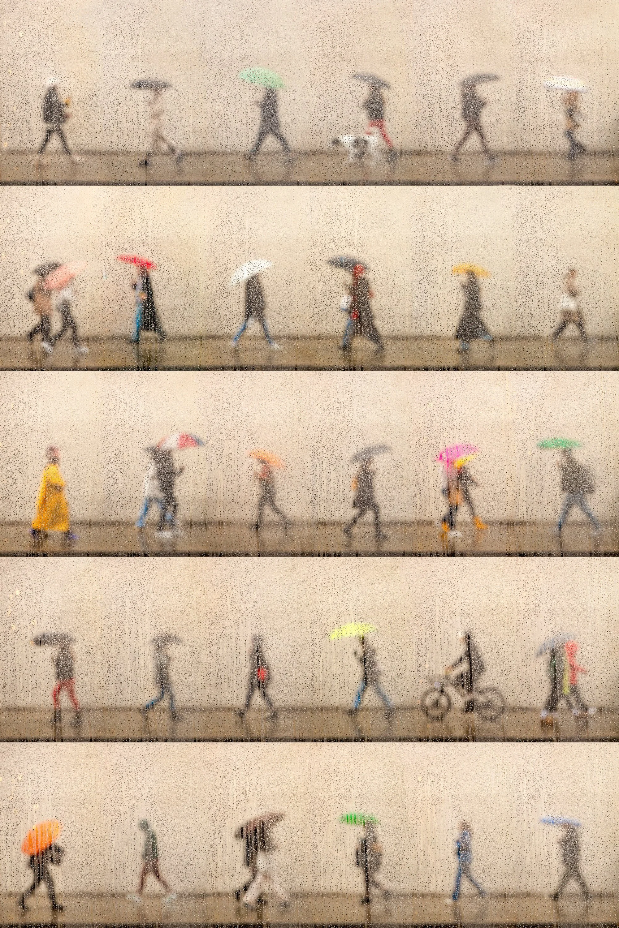 "Time Lapse. 10th street in the rain, NYC" (2023)