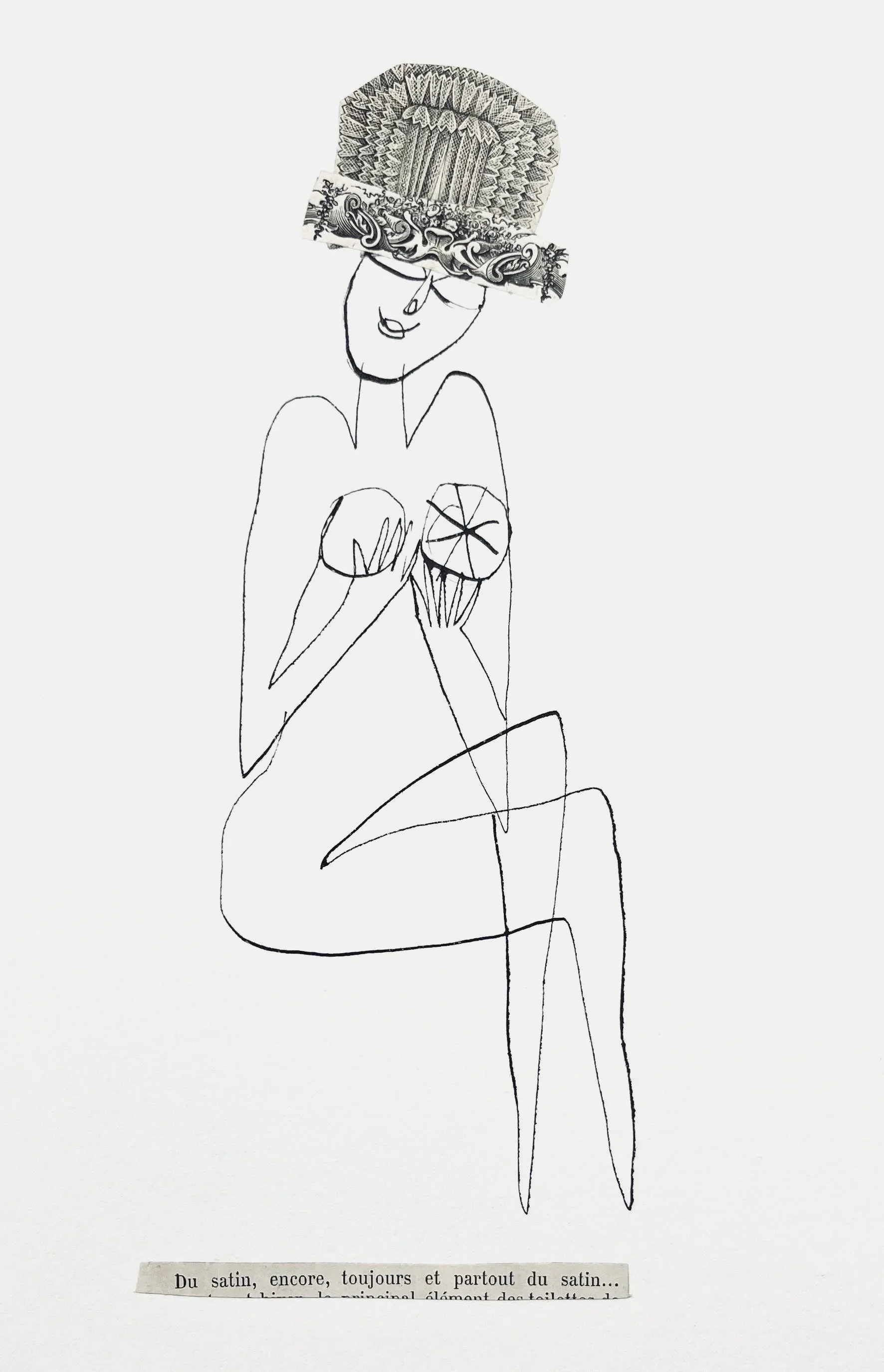 "Du satin..."
Original collage on paper, 26 x 19 cm
