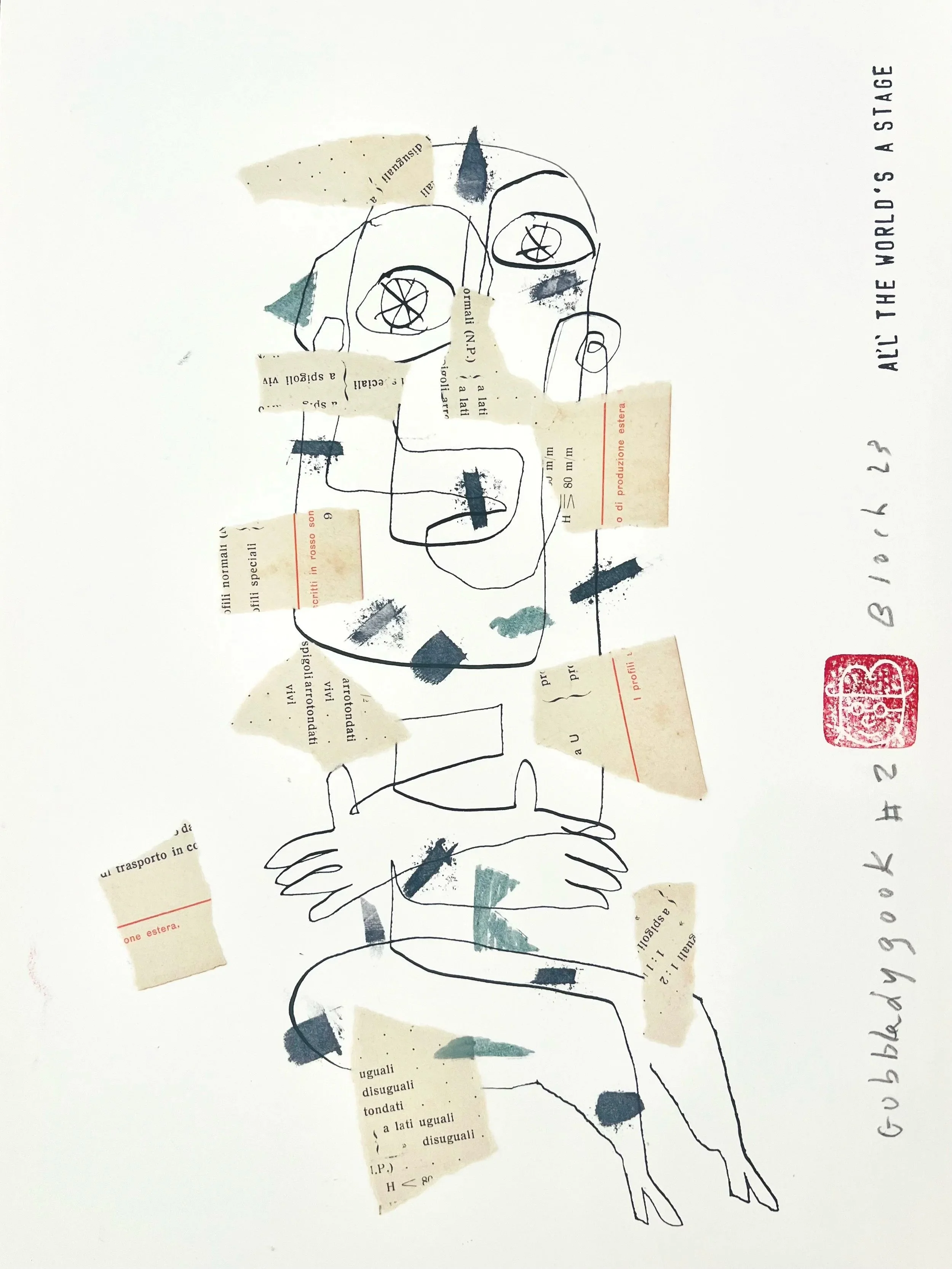 "Gobbledygook # 2"  
Original collage on paper, 28,5 x 19,5 cm
