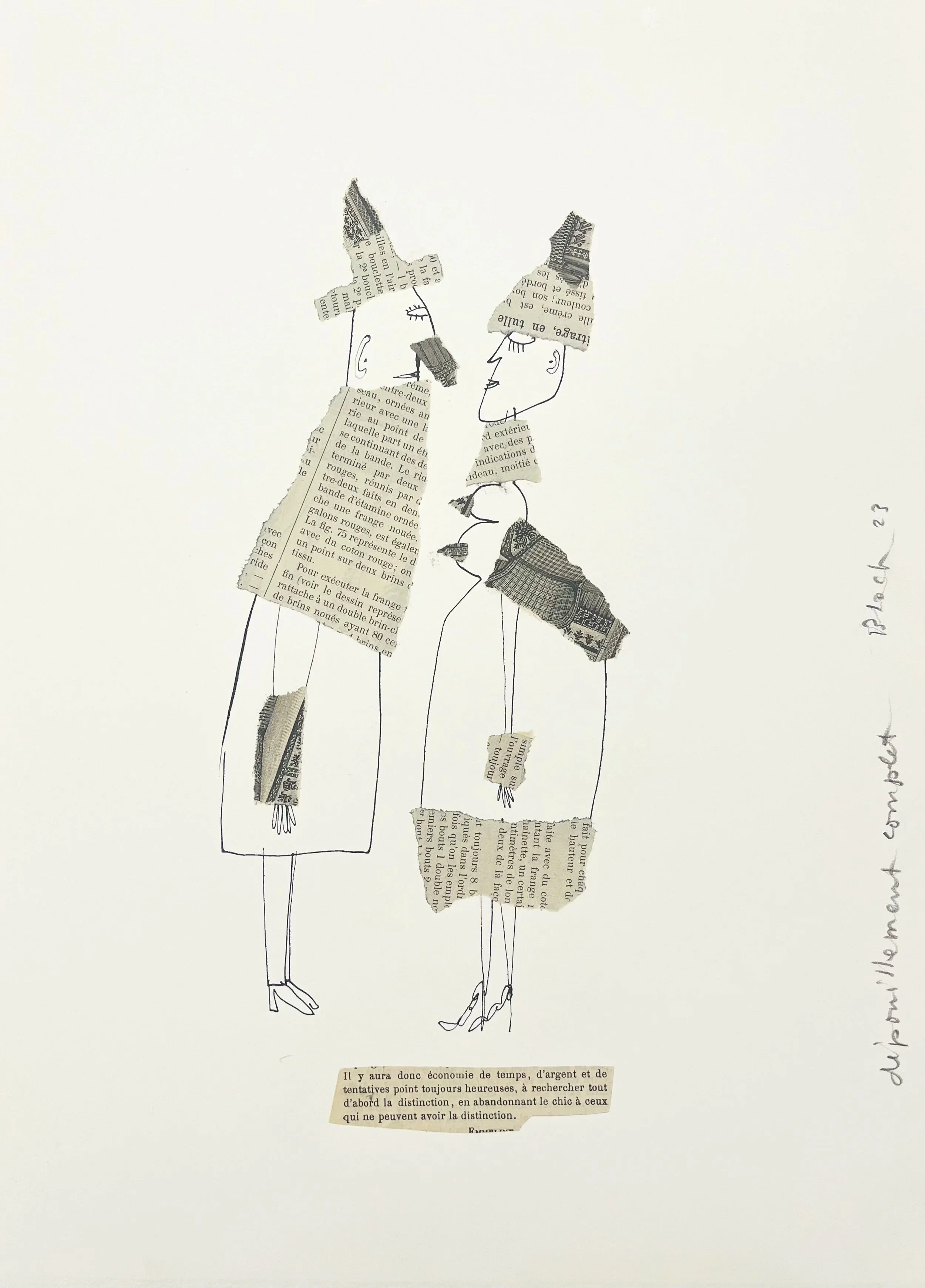 "Dépouillement complet"
 Original collage on paper, 38 x 28 cm