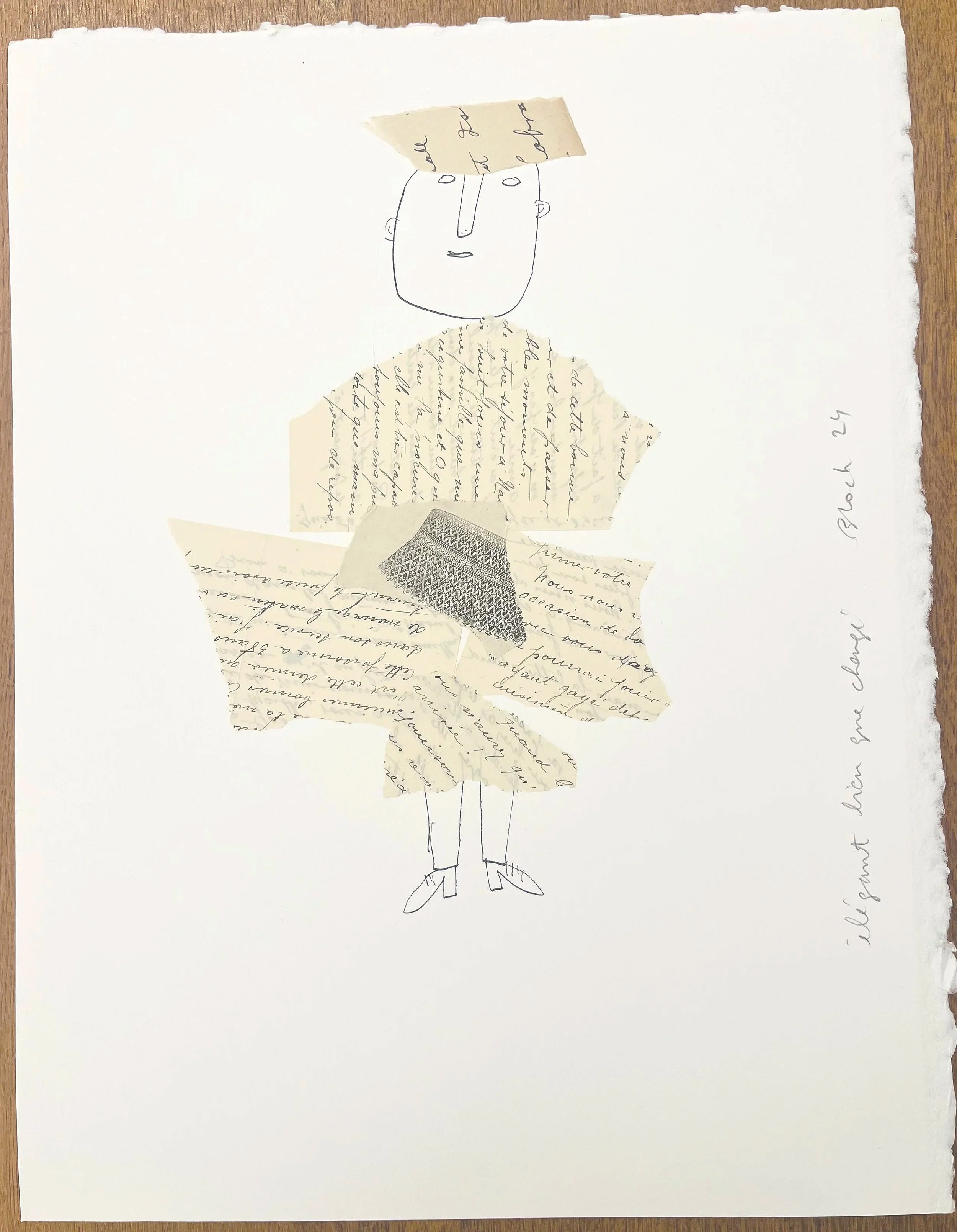 "Élégant bien que chargé"
 Original collage on paper, 38 x 29 cm