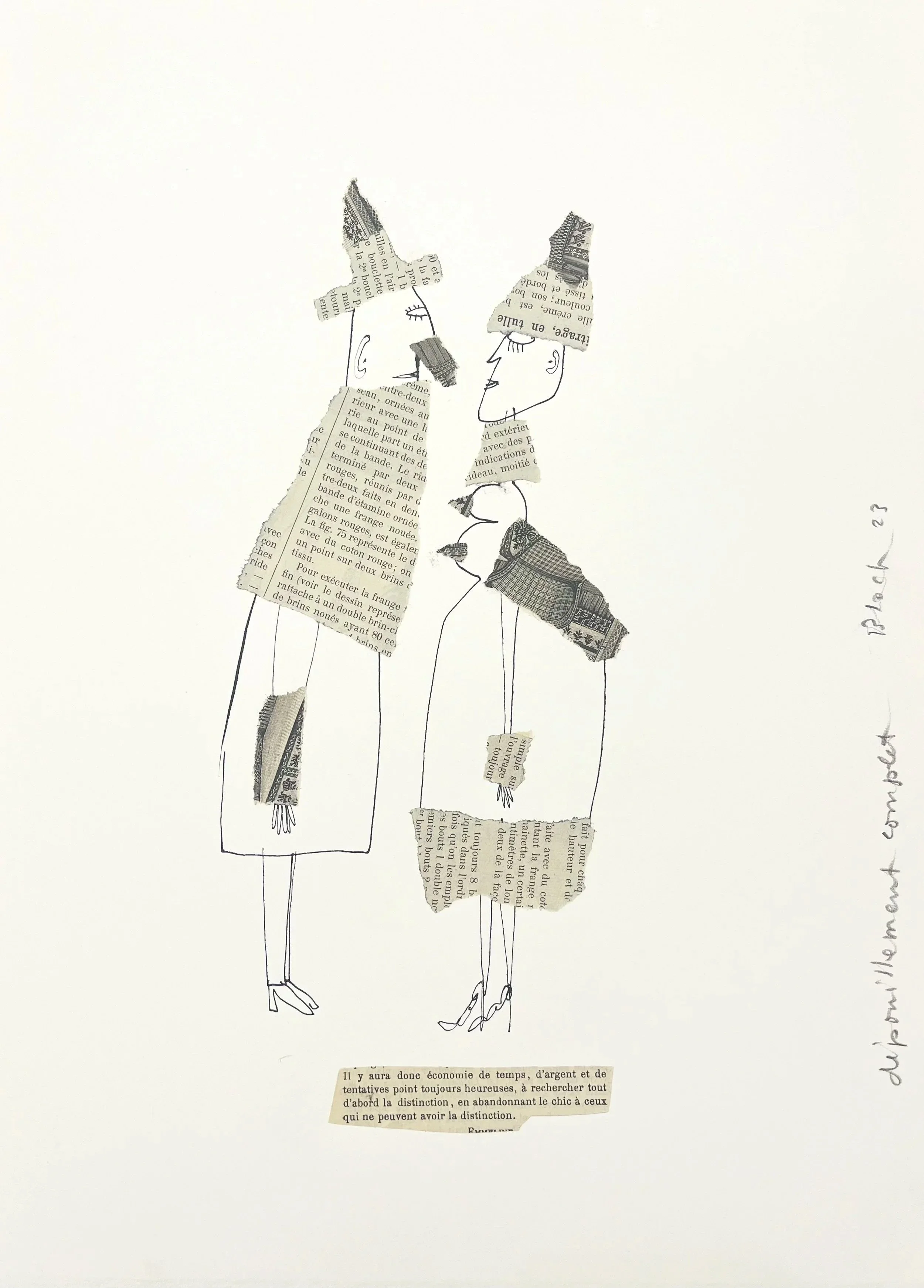 "Dépouillement complet"
 Original collage on paper, 38 x 28 cm