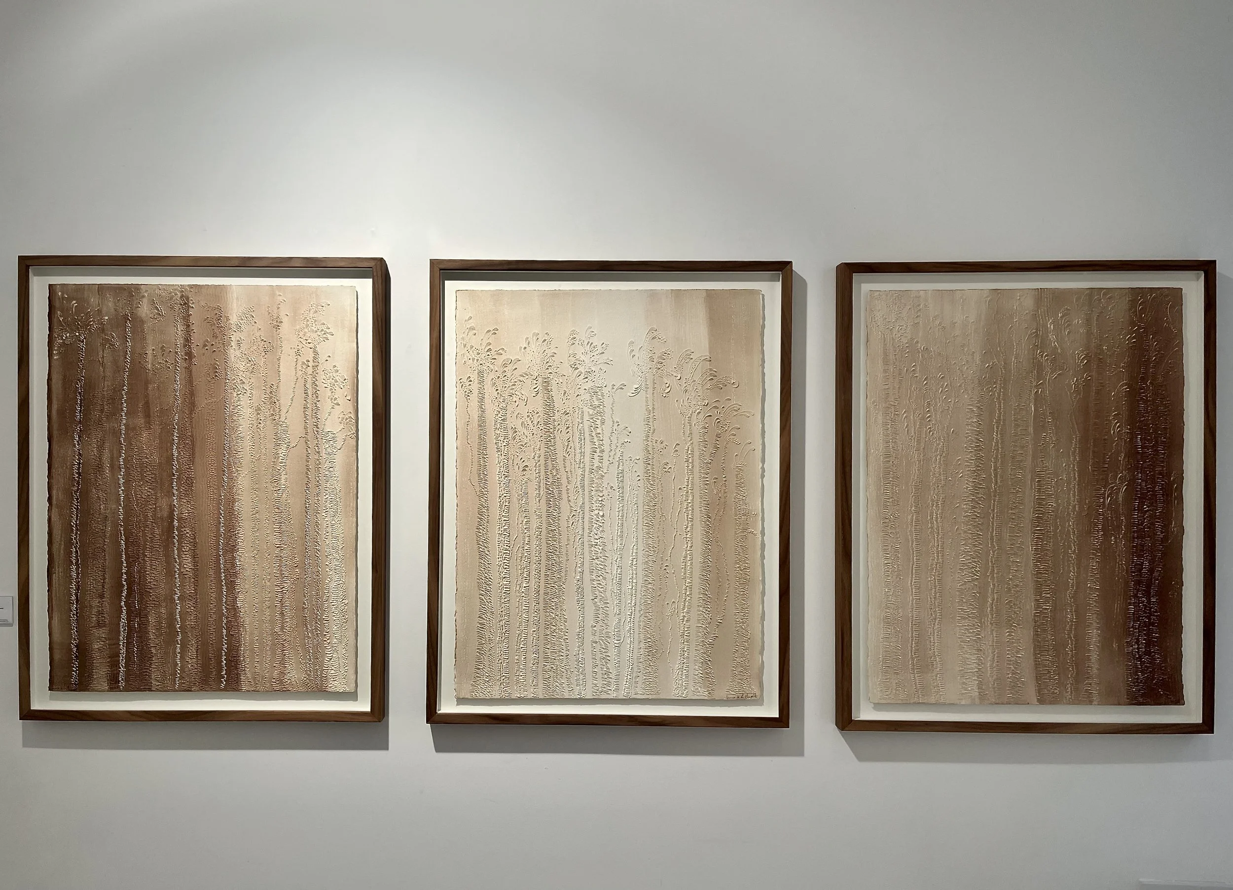 "Foret I , II II", Triptych
3 x (87 x 67 cm)
Bas-relief and acrylic on paper 