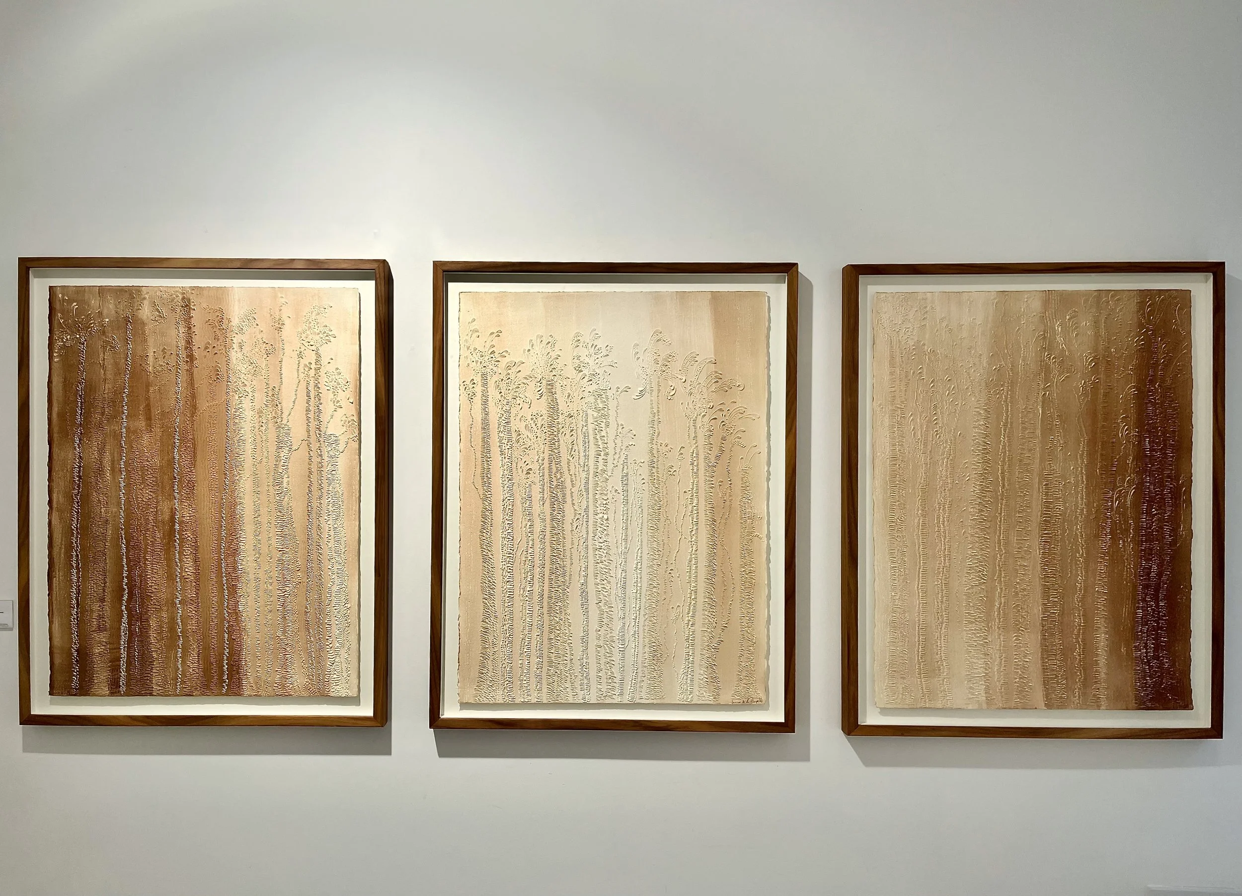 "Foret I, II, III" Triptych
3 x (119 x 88 cm)
Bas-relief and acrylic on paper