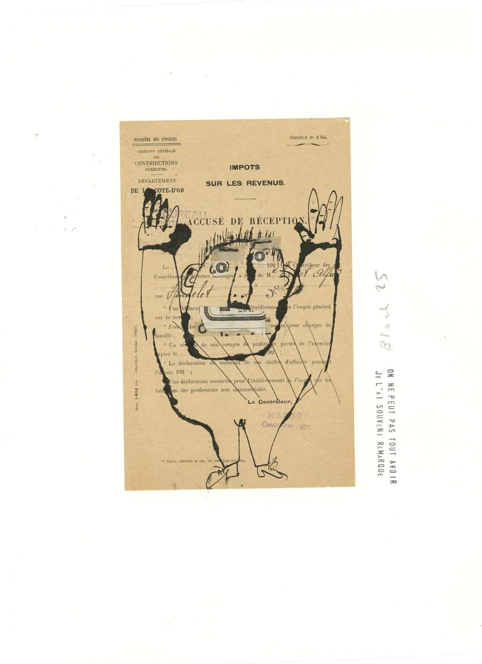 "Accusé de réception"
Original collage on paper, 38,5 x 29 cm - Private collection