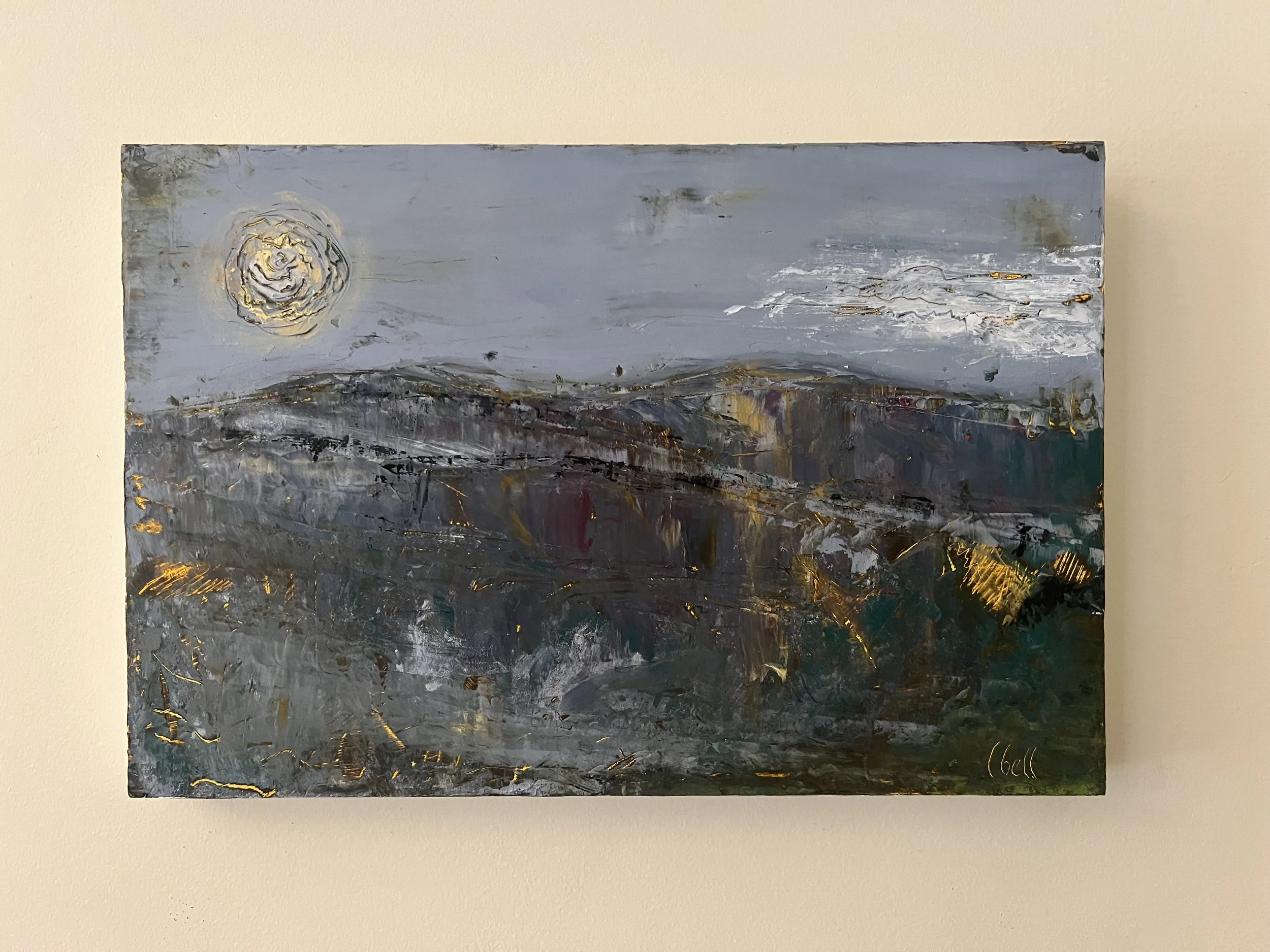 "Blue Ridge" -- cold wax/oil on wood panel. A simple piece that reflects my love of the North Carolina mountains. 