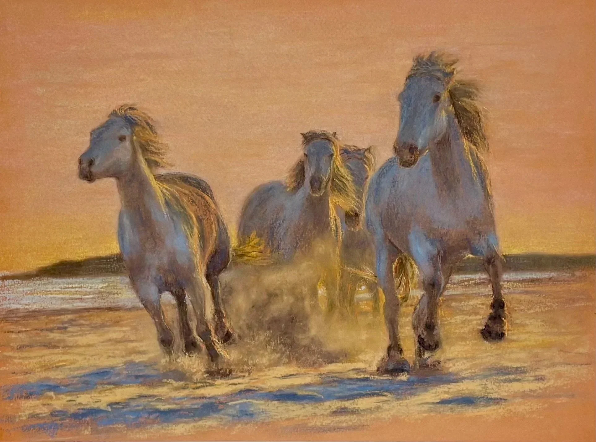 Sunset Run ~ Pastel ~ 9x12 ~ Sold