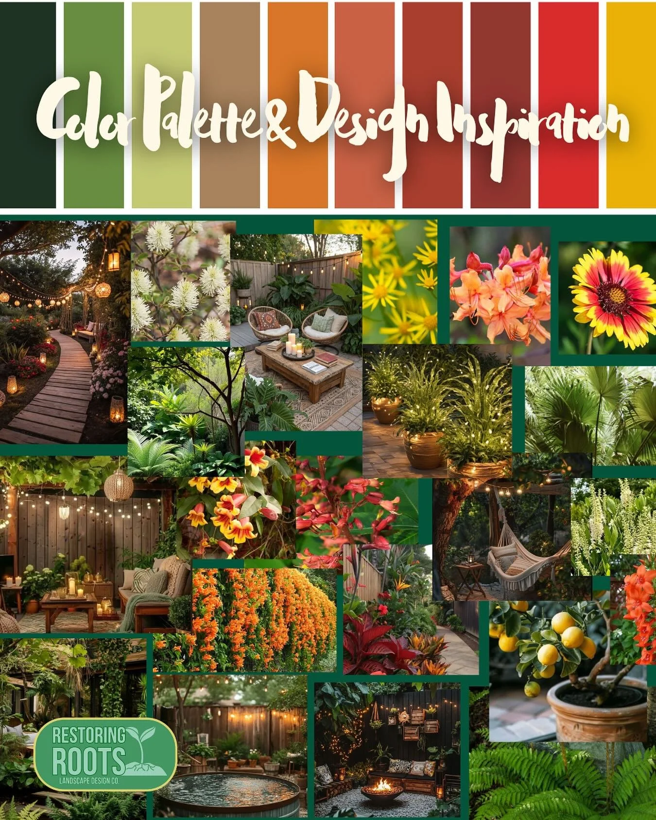This palette was inspired by a couple who wanted their yard to feel like a cozy retreat with a hint of the tropics&mdash;somewhere between a Southern porch and a boho garden getaway. 🍊🌺

We leaned into vibrant reds, oranges, and golden tones, balan