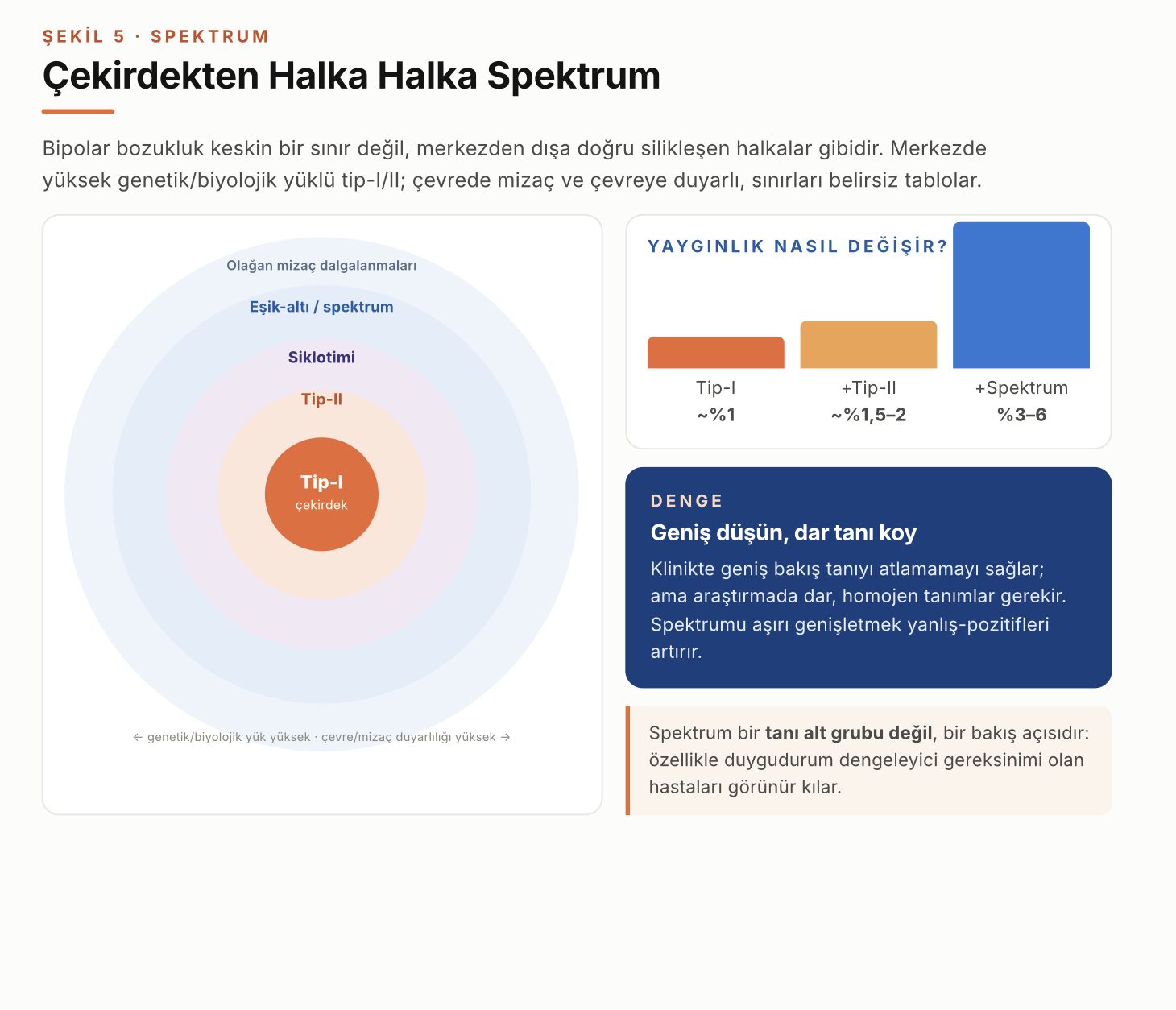 Şekil 5 – Bipolar bozukluğun çekirdek tip-I'den eşik-altı spektruma uzanan halka halka model gösterimi