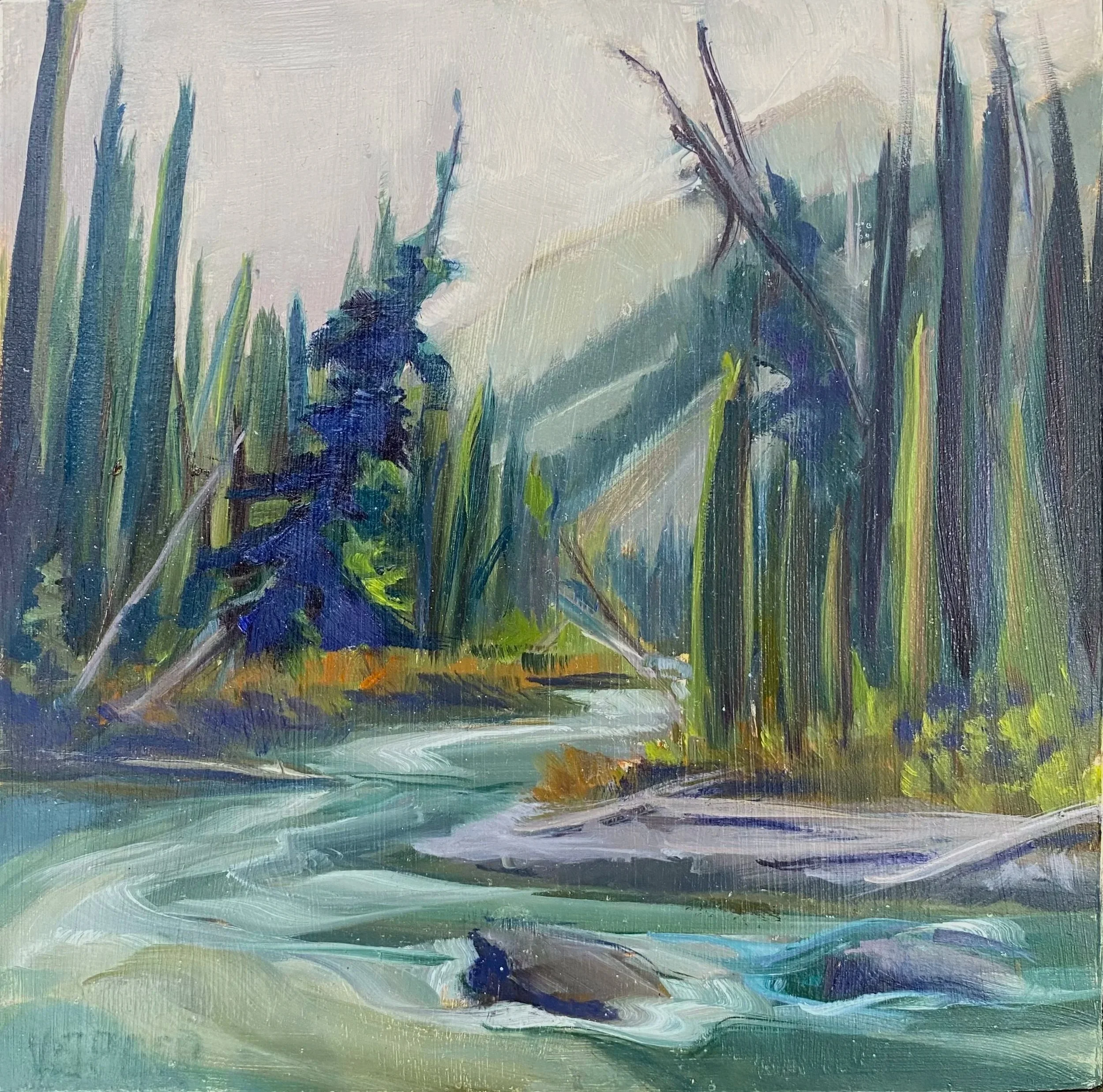 “Rain Washed”
Oil on wood cradle plein air
Framed 8”x 8”
$240
Available at Art Gallery of Golden, BC
250-344-6186