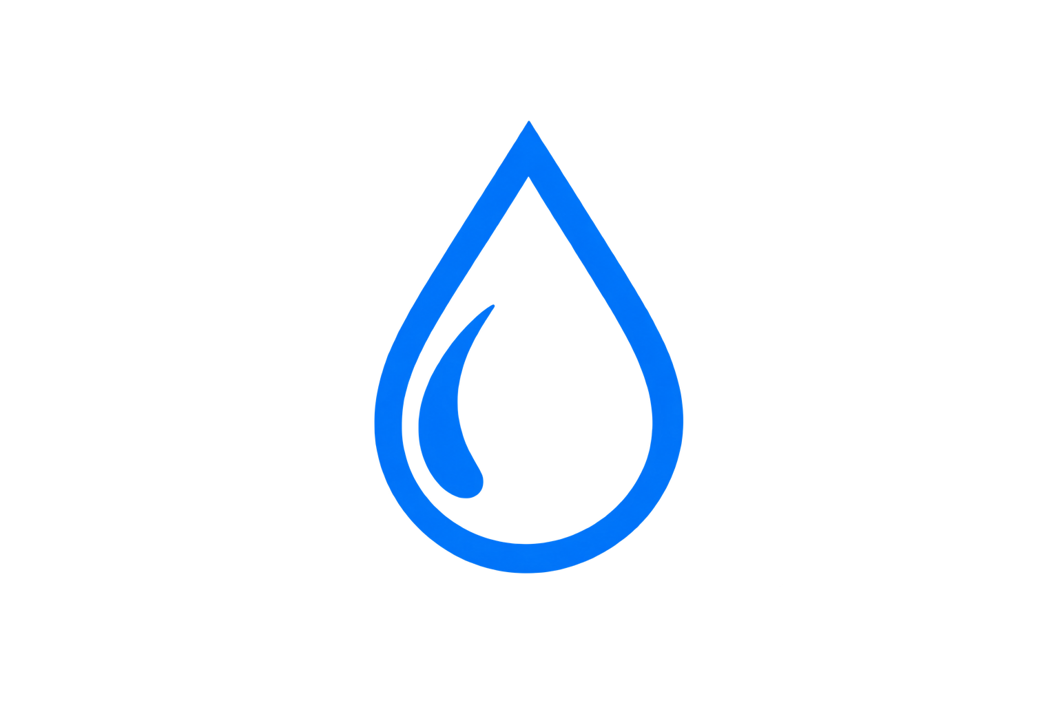 Blue water droplet icon centered on a black background.