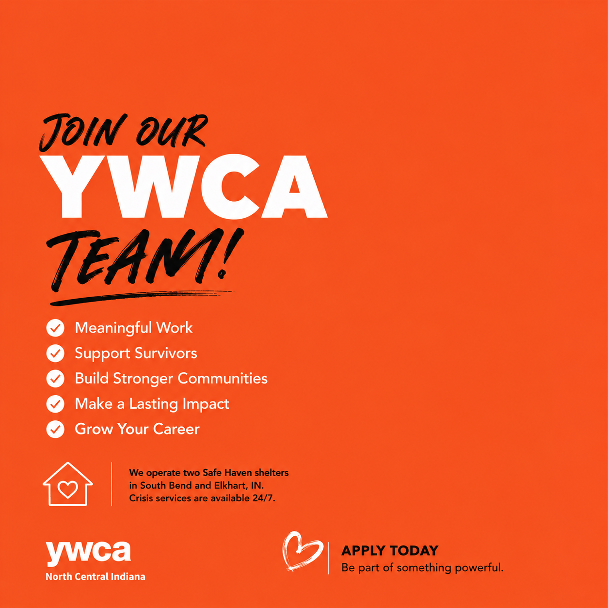 Join the Team at YWCA North Central Indiana — Hiring Crisis Support Staff