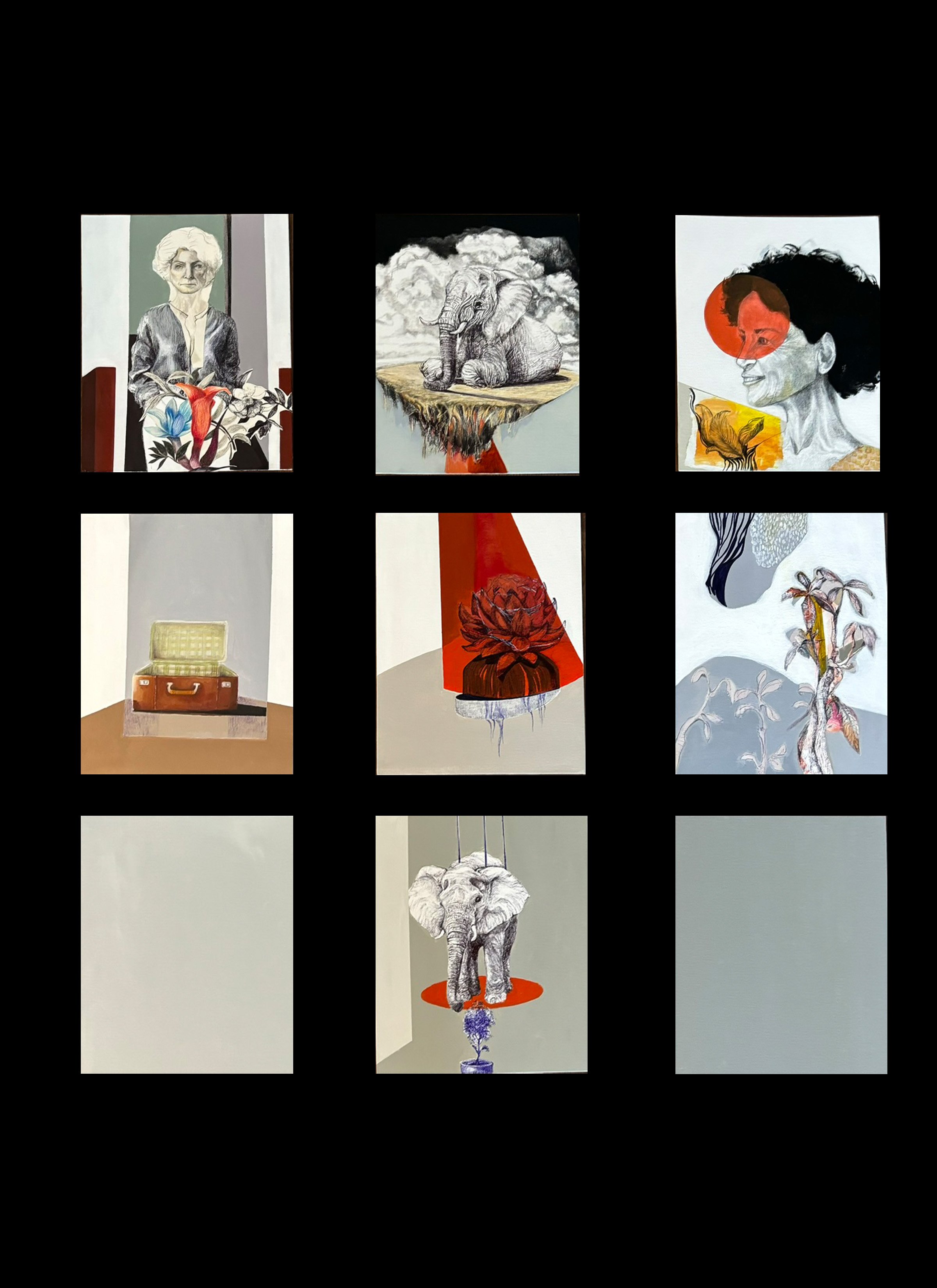 Mixed Media on Canvas - Multi-panel paintings - Dimensions: 84 x 108 cm