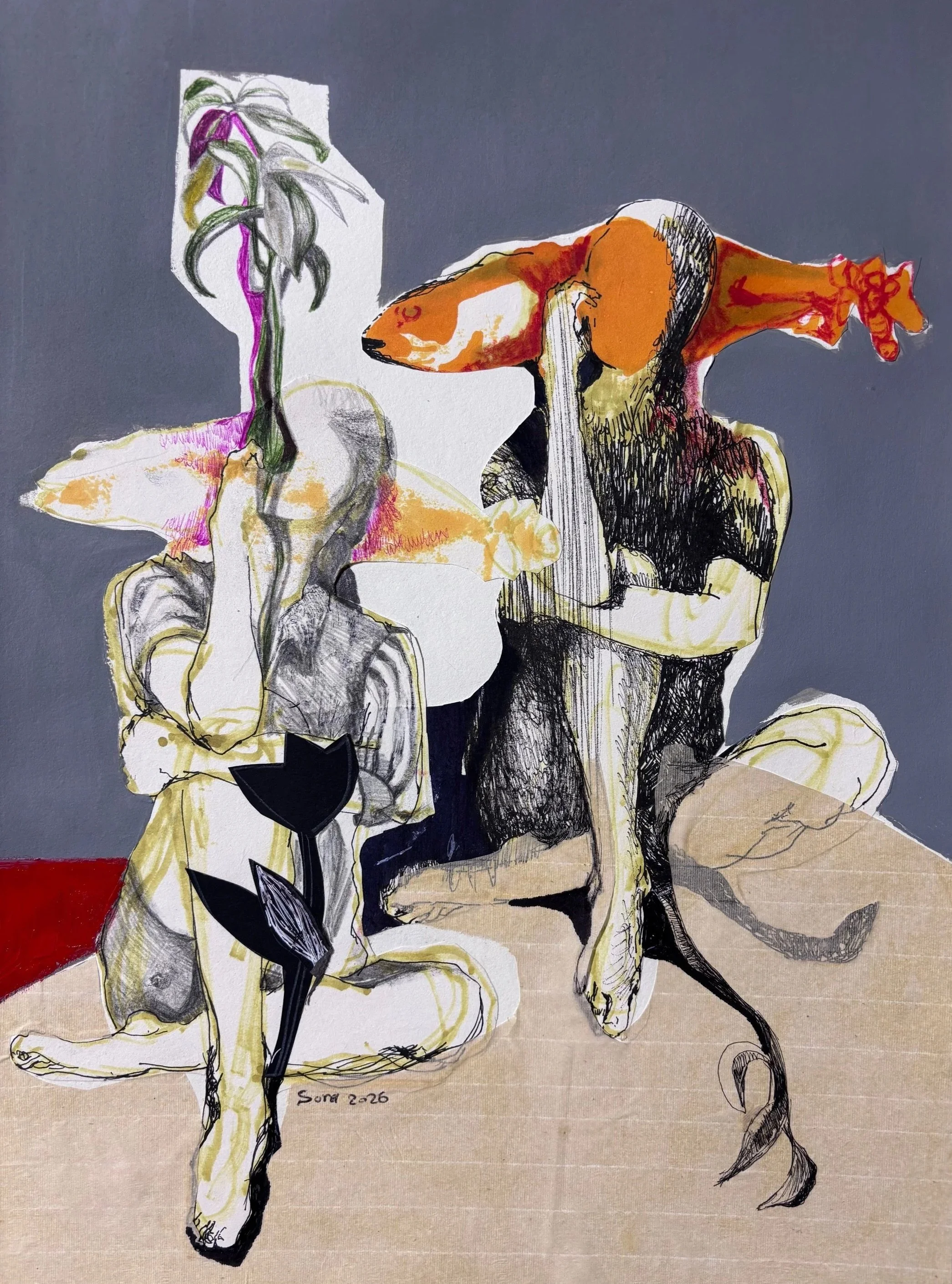 Mixed Media on Cardboard - Dimensions: 28x40cm 