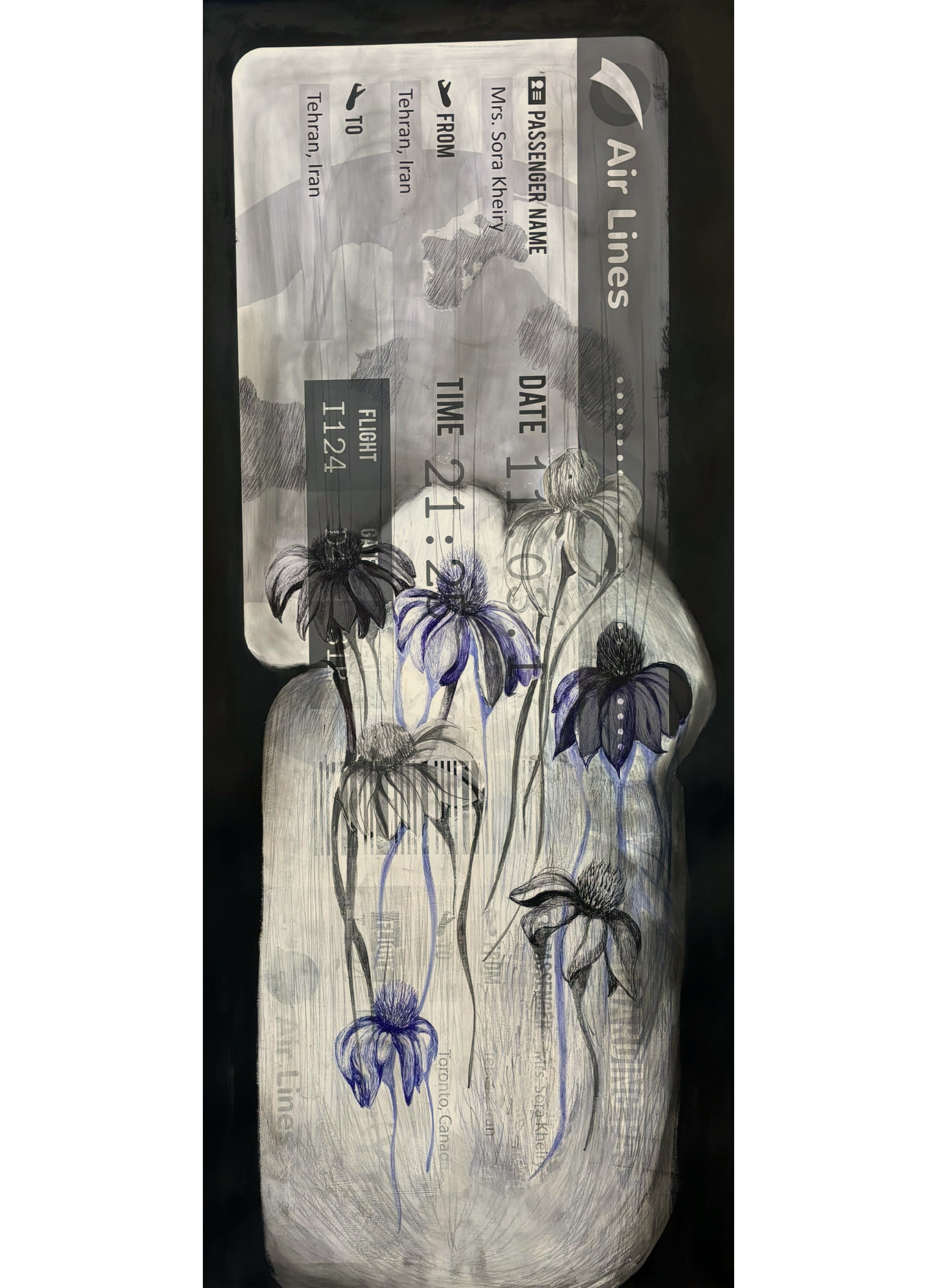 
Mixed media on cardboard – Dimensions: 120 × 50 cm