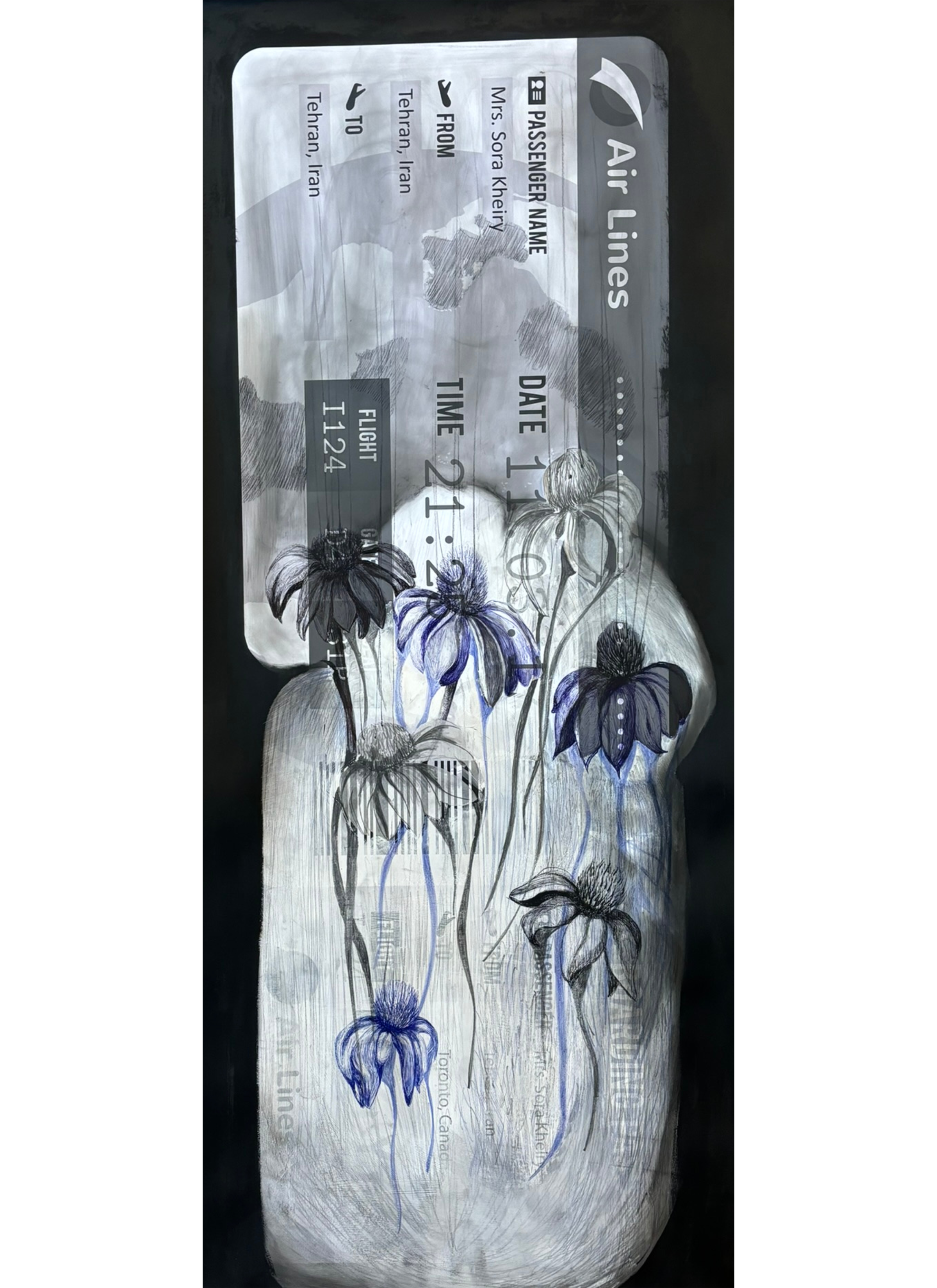 Mixed Media on Cardboard - Dimensions: 120 x 50 cm