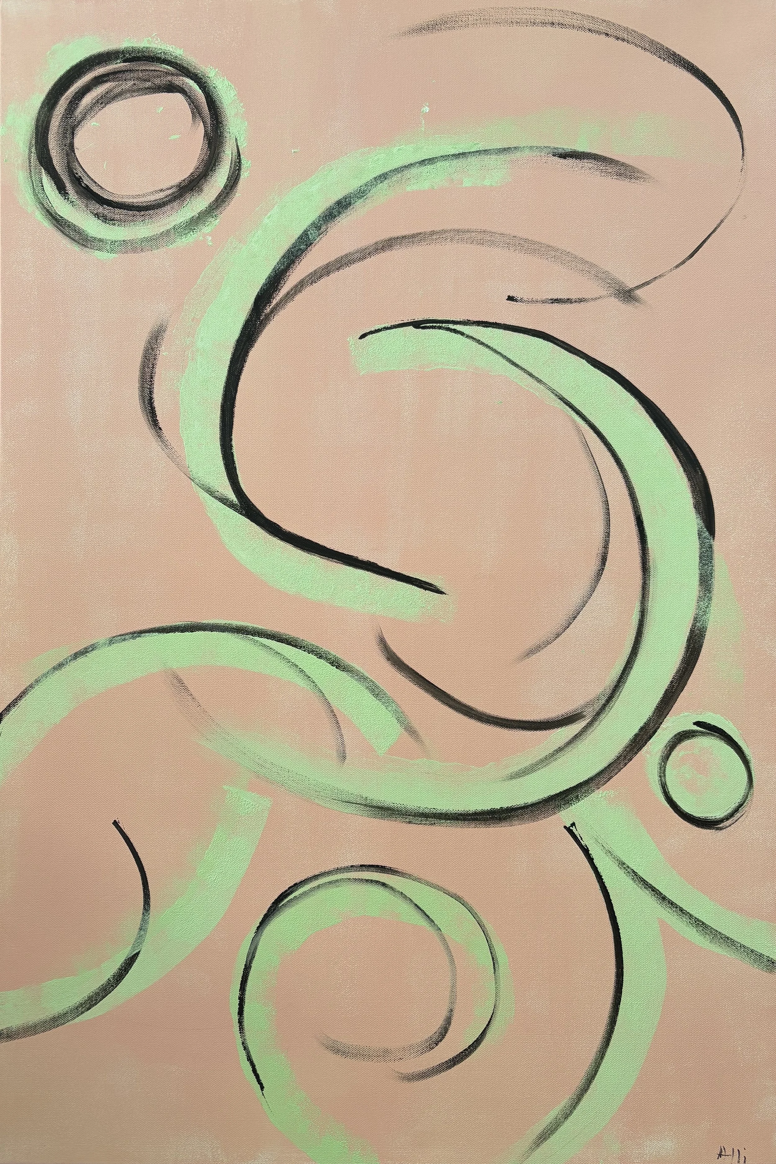 Pink with Green, 7:25:2024.Acrylic on Canvas, 24x36 in. .jpeg