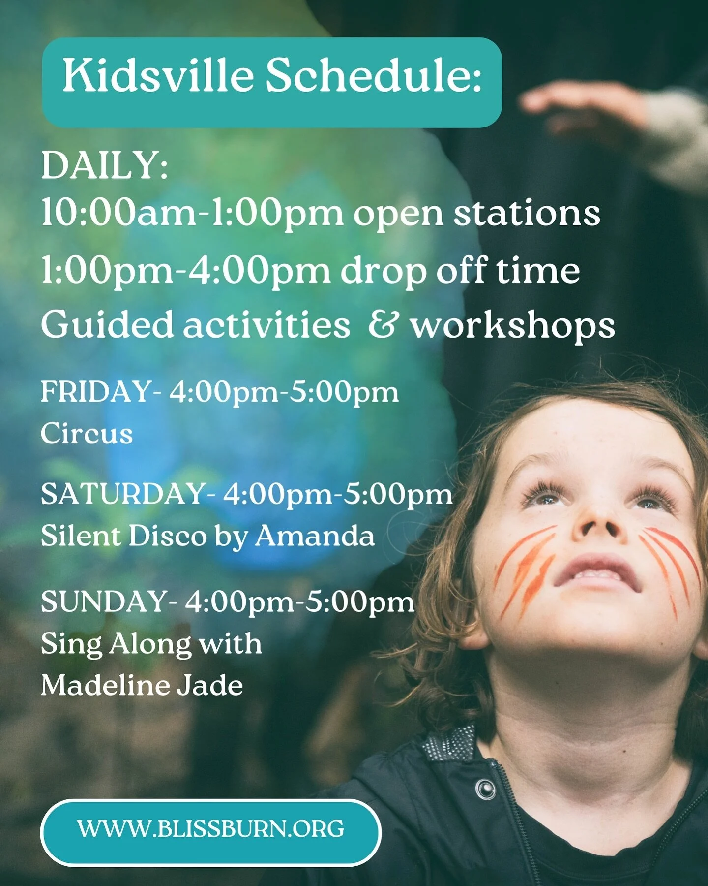 Kidsville is a place for your little ones to explore their creativity, imagination, and connect with nature. 

We invite you to bring the entire family here at Bliss Burn 🔥 

Kids are our future and we believe in placing them at the center of our co