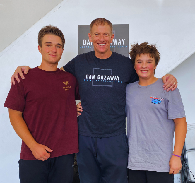 Dan Gazaway with two athletes
