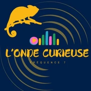Logo featuring a chameleon, sound waves, and colorful bar graph with the text "L'ONDE CURIUEUSE".