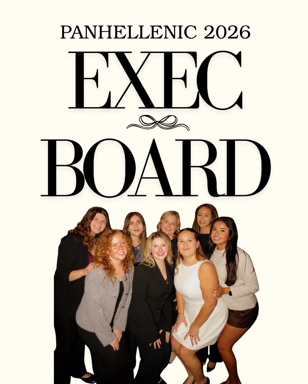PRESENTING OUR 2026-2027 PANHELLENIC EXECUTIVE BOARD

We are so excited for this year with this lovely group of ladies! 
We can&rsquo;t wait to see what this Executive Board does for our Panhellenic community. Let&rsquo;s show some PHA love and suppo