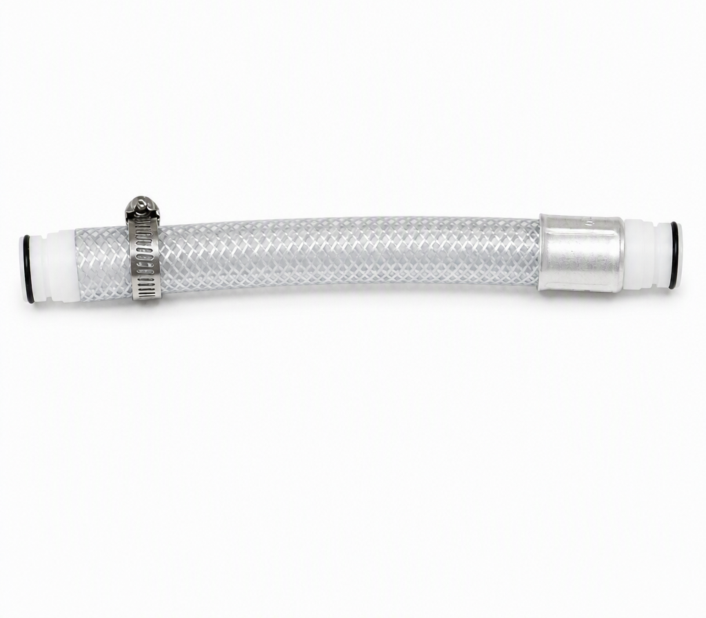 7 inch hose assembly complete with hose barbs on each end. Used on the Zuber Water Stuffer and the Zuber Pakmobile.