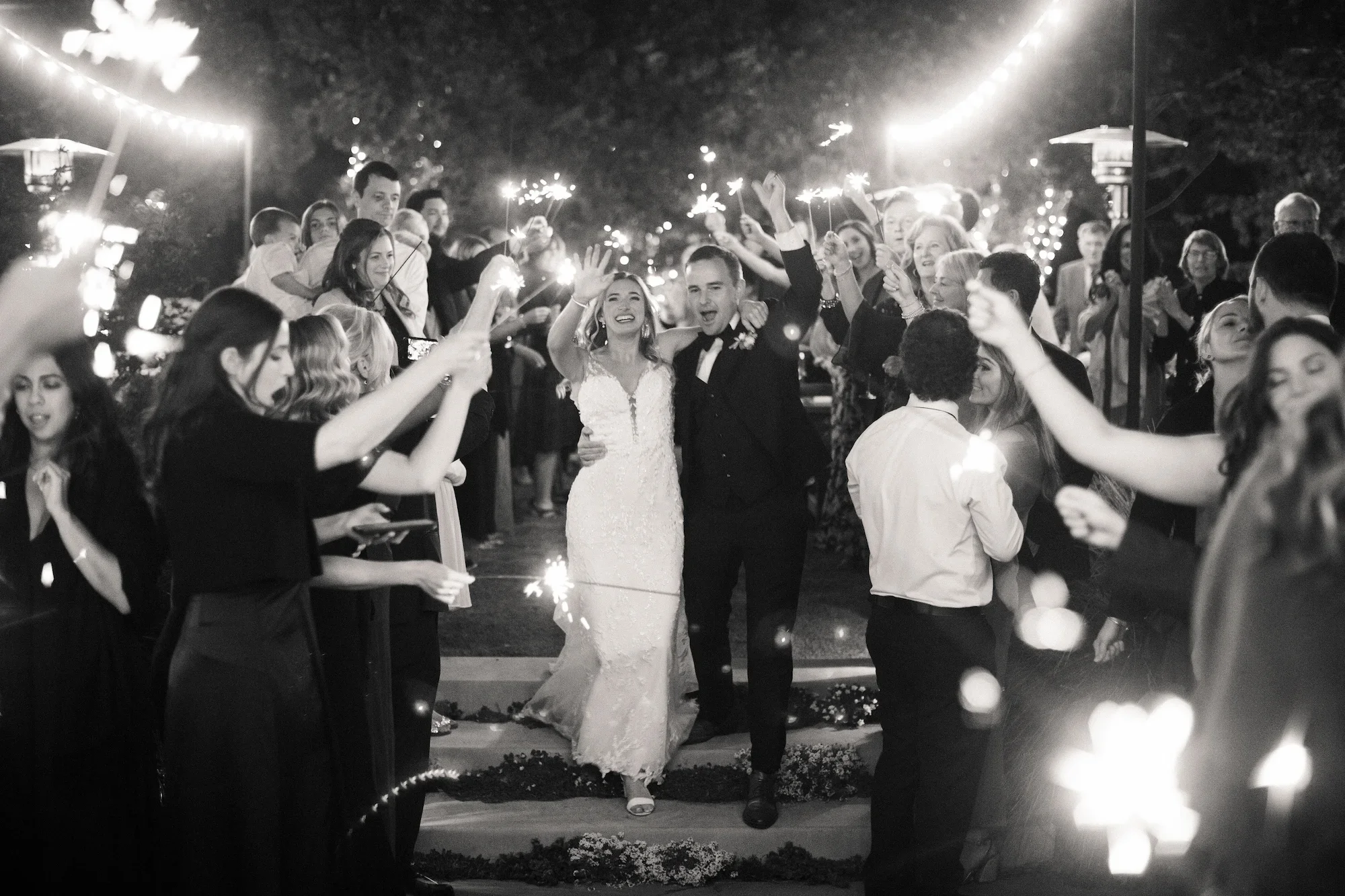 Pebble Beach California partially planned service with guests lighting sparklers 