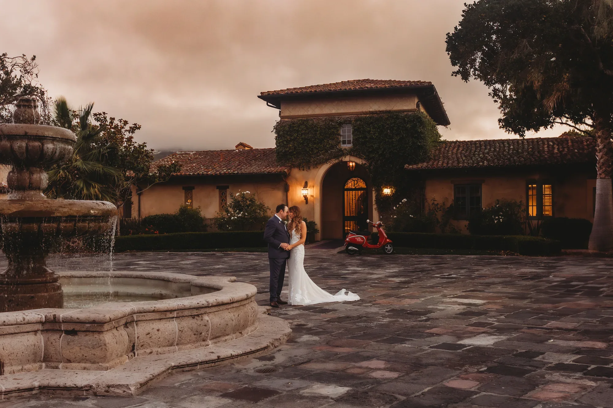 California wedding couple at elegant estate wedding planned by Love in Bloom Events