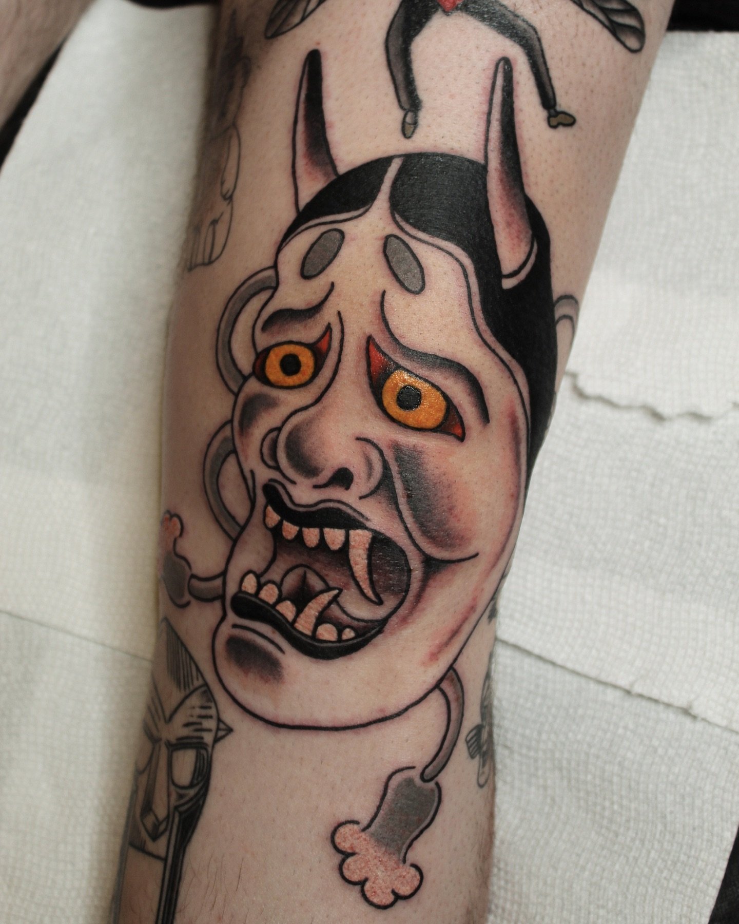 NOH MASK
@stayhumbletattooco 
Thank you @franmassino for encouraging me to add color!

*BOOKING*
@24thstreetstudiosf November
Flash and bookings at:
kehrmietattoos.com