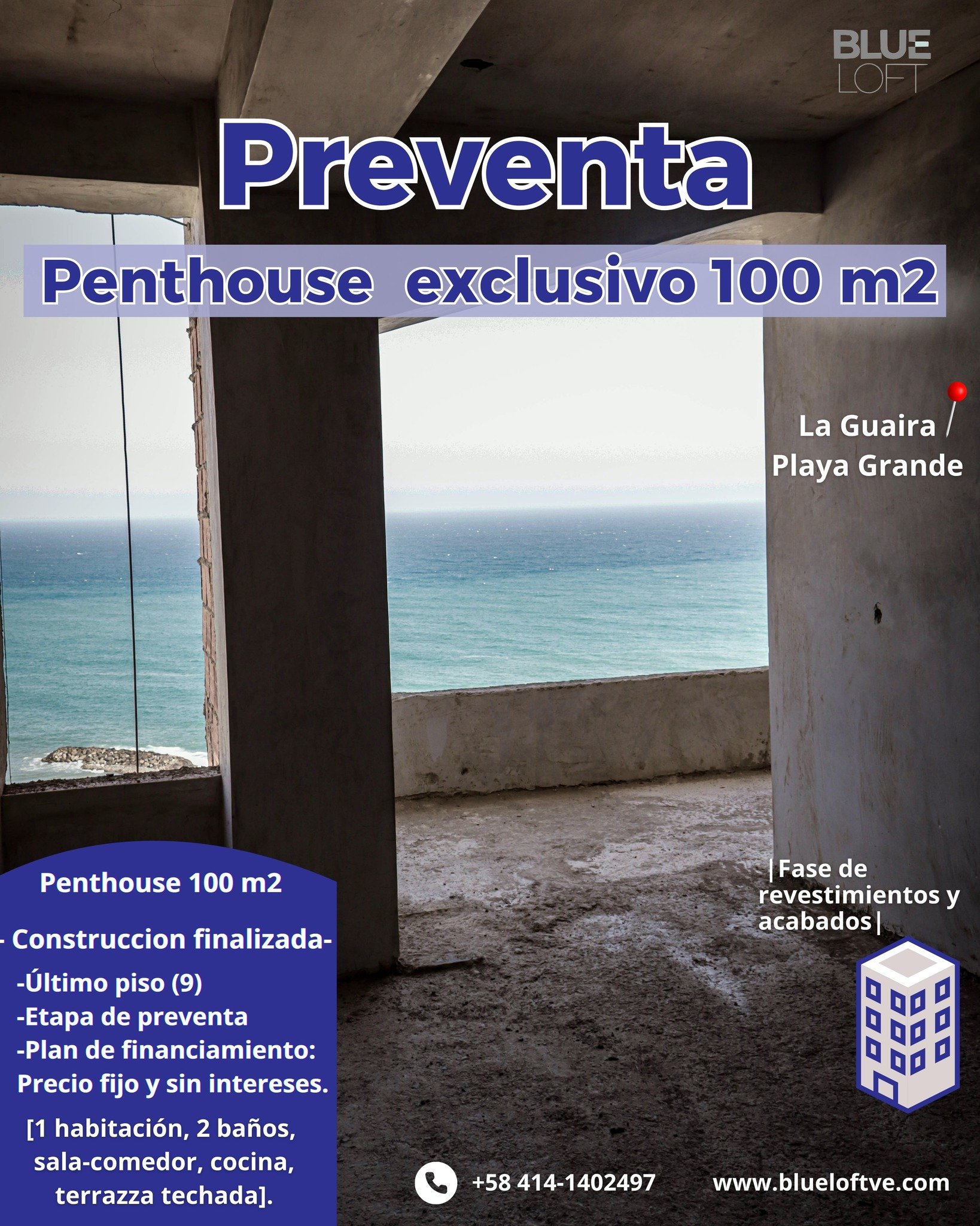 Penthouse exclusivo de 100 m2 🏗

Este acogedor apartamento ser&aacute; tu refugio perfecto con imponente vista al mar Caribe. En etapa de construcci&oacute;n finalizada, esta obra actualmente se encuentra en fase de revestimientos y acabados, con po