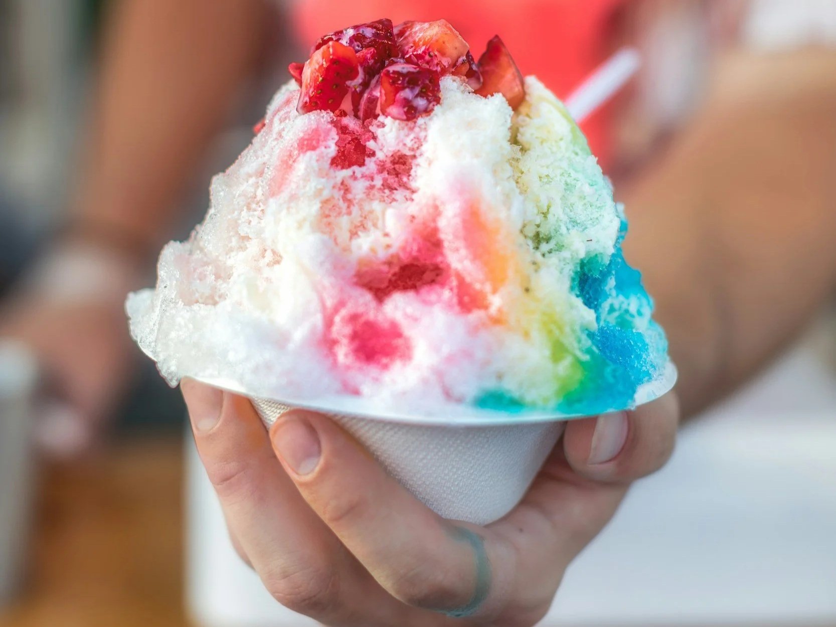 maui rainbow shave ice with fruit