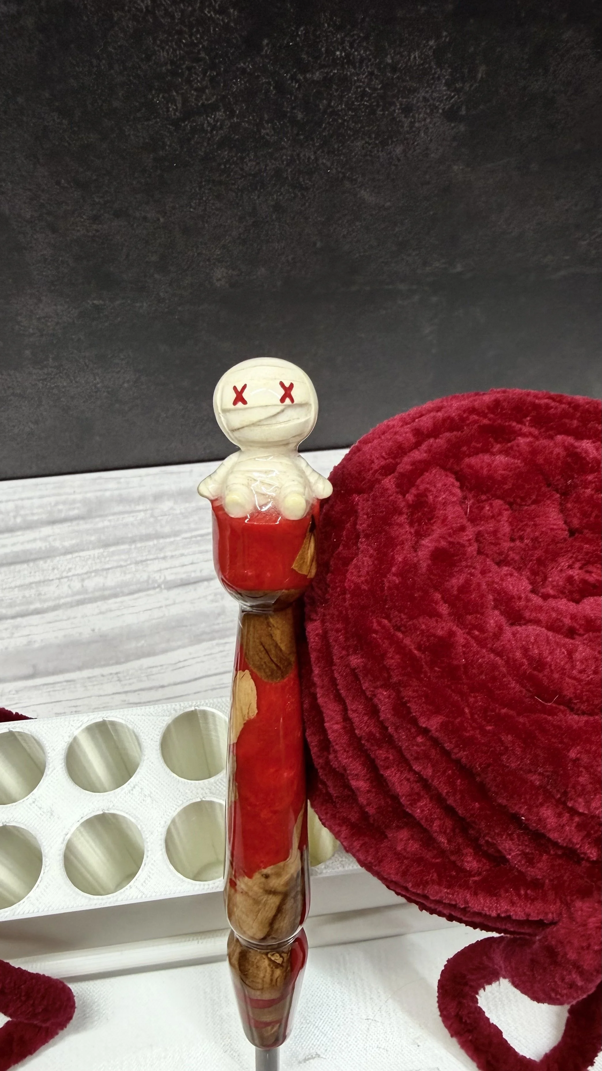 mummy wood handle halloween clover crochet hook.jpeg