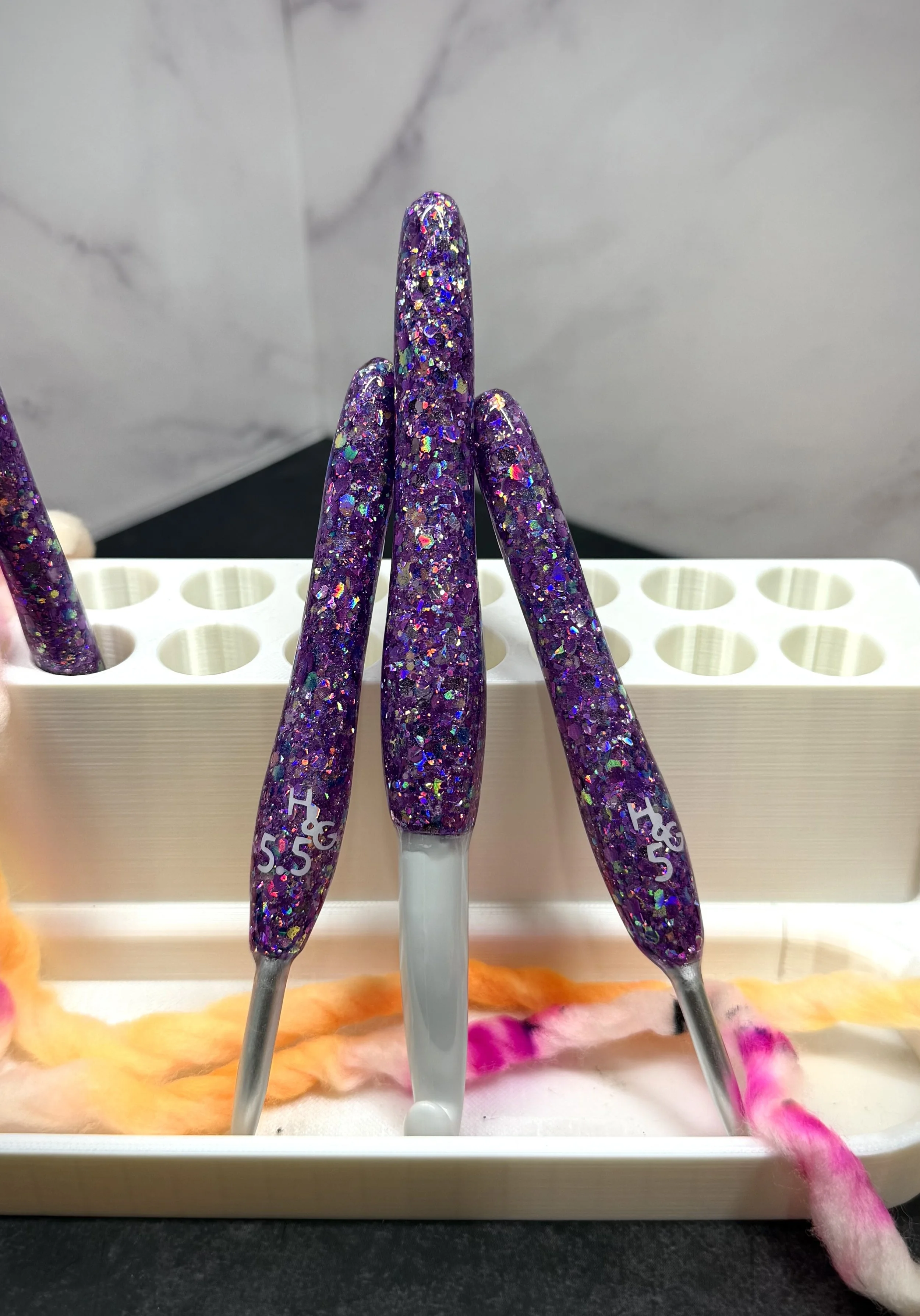 chunky purple clover glitter crochet hook .jpeg