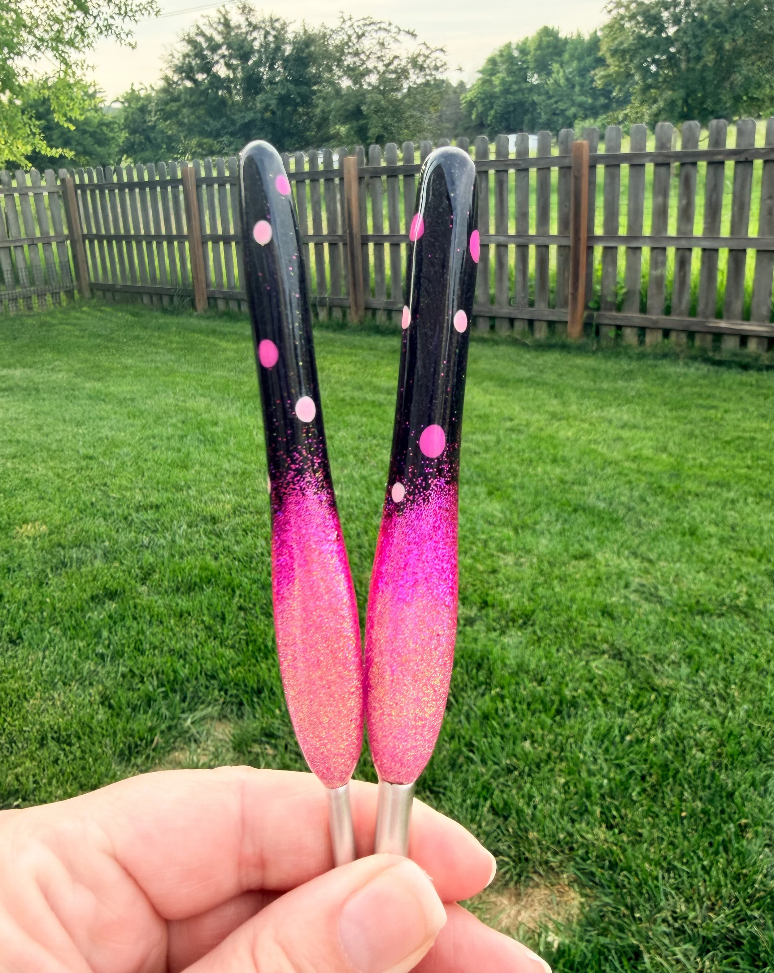 Ombre Pink to Black w/Polka Dots