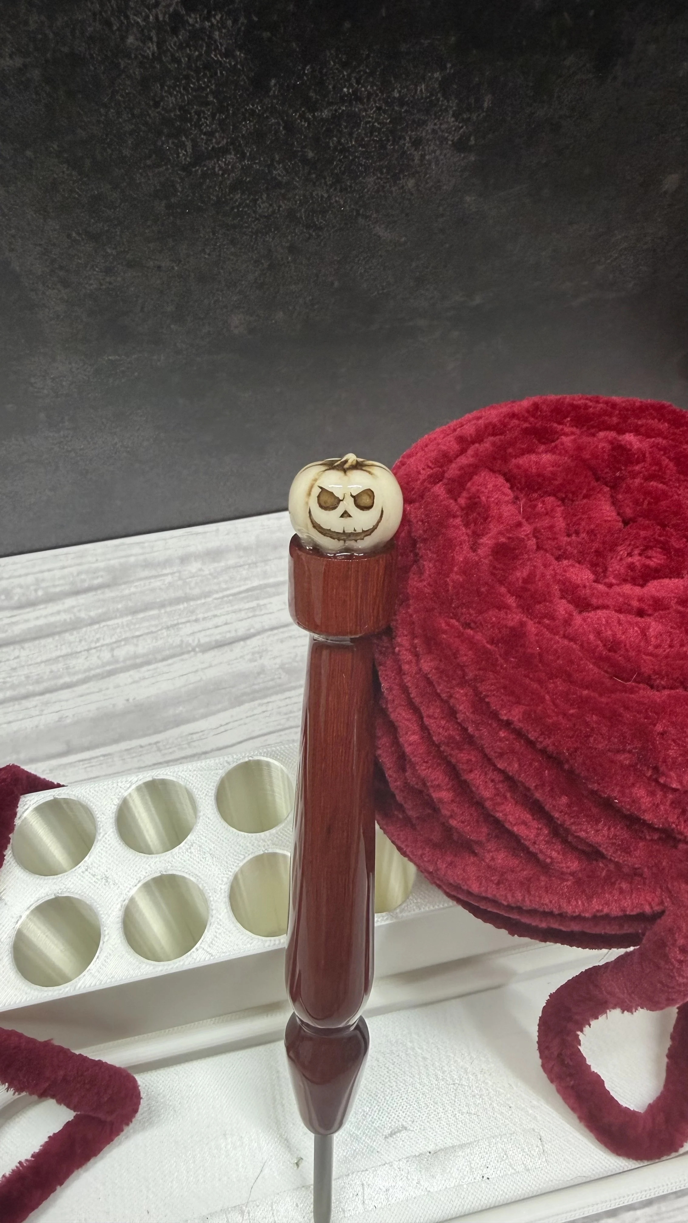pumpkin wood handle halloween clover crochet hook.jpeg