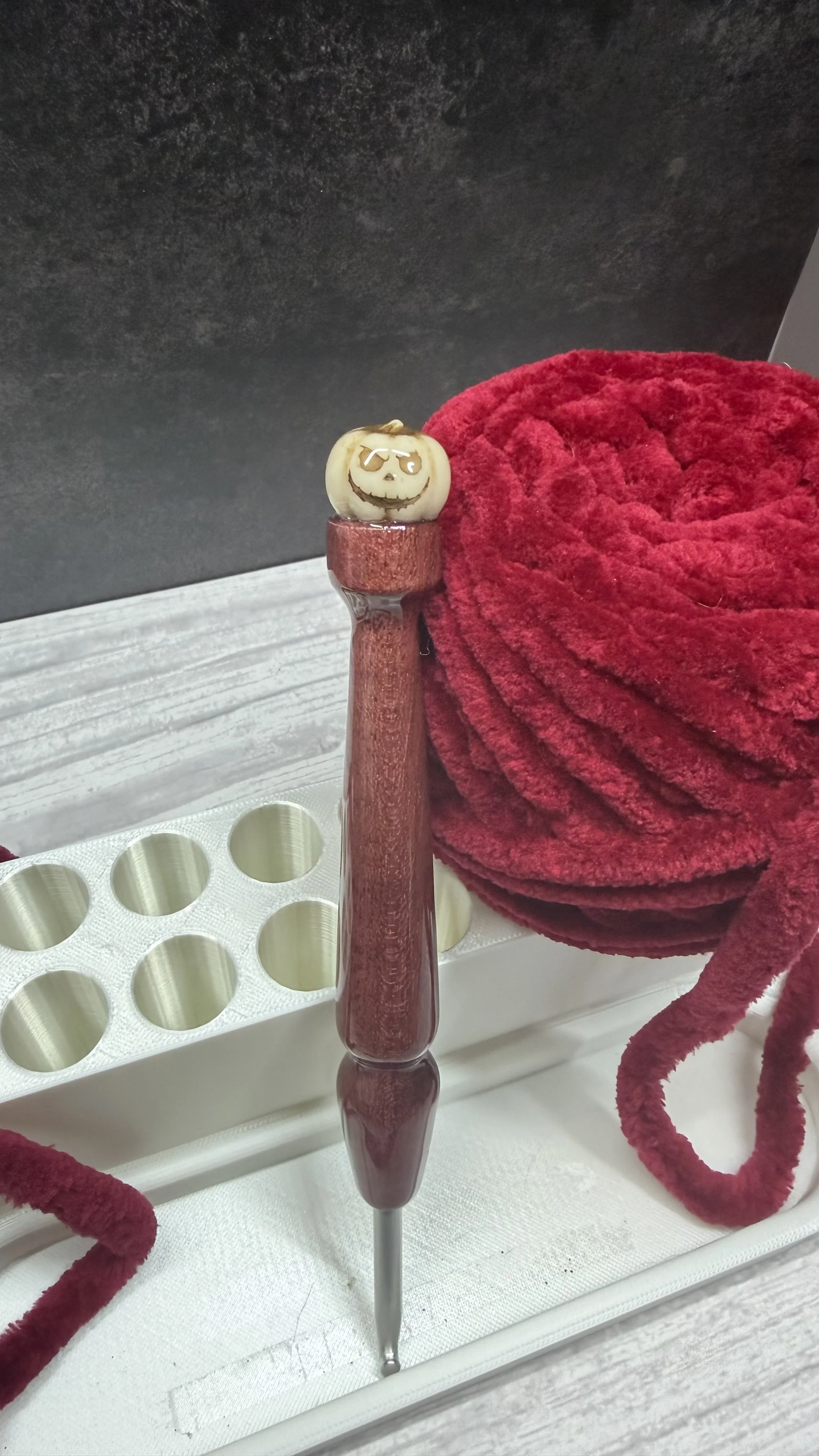 pumpkin wood handle halloween clover crochet hook.jpeg