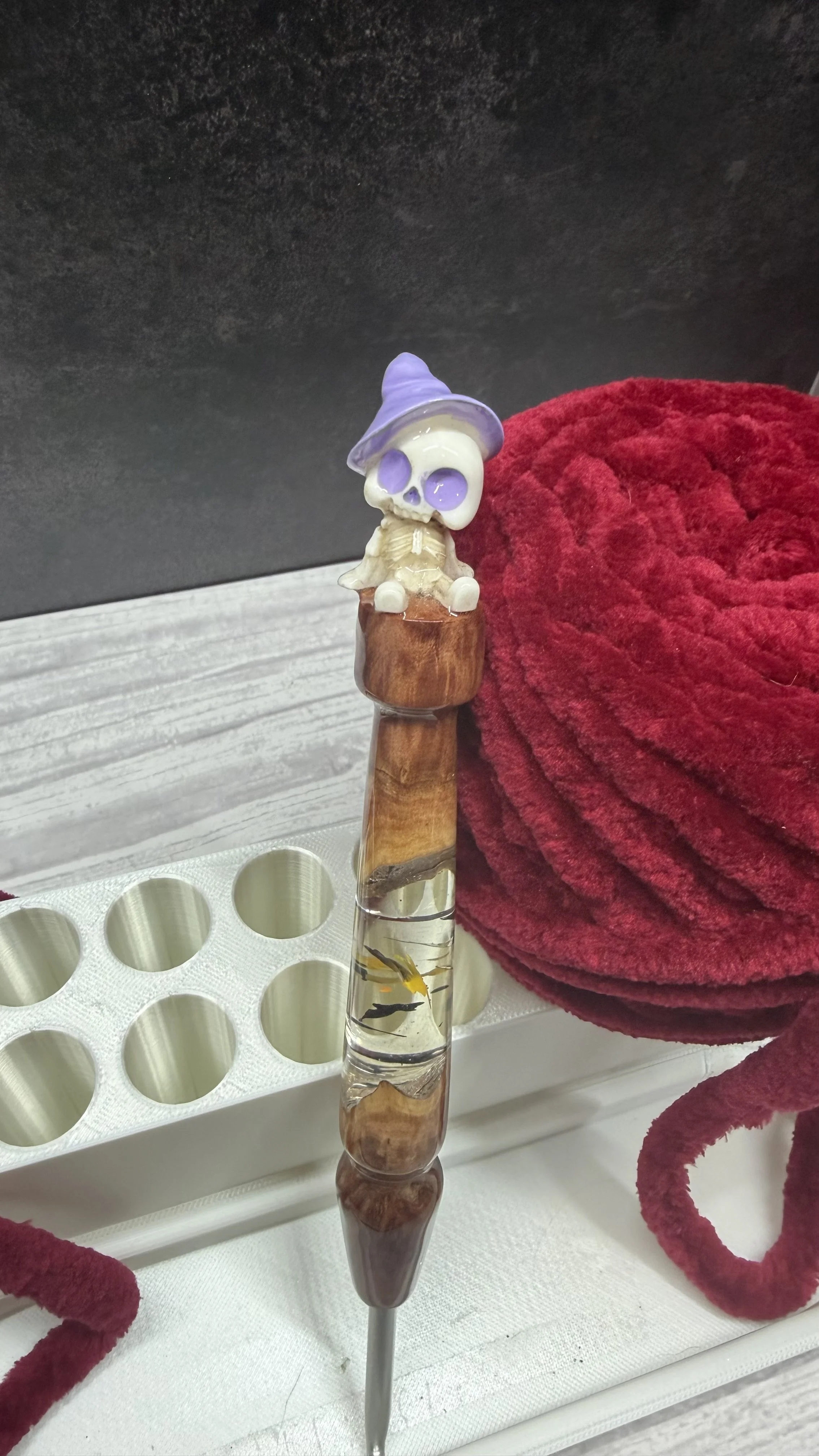 witch skeleton wood handle halloween clover crochet hook.jpeg