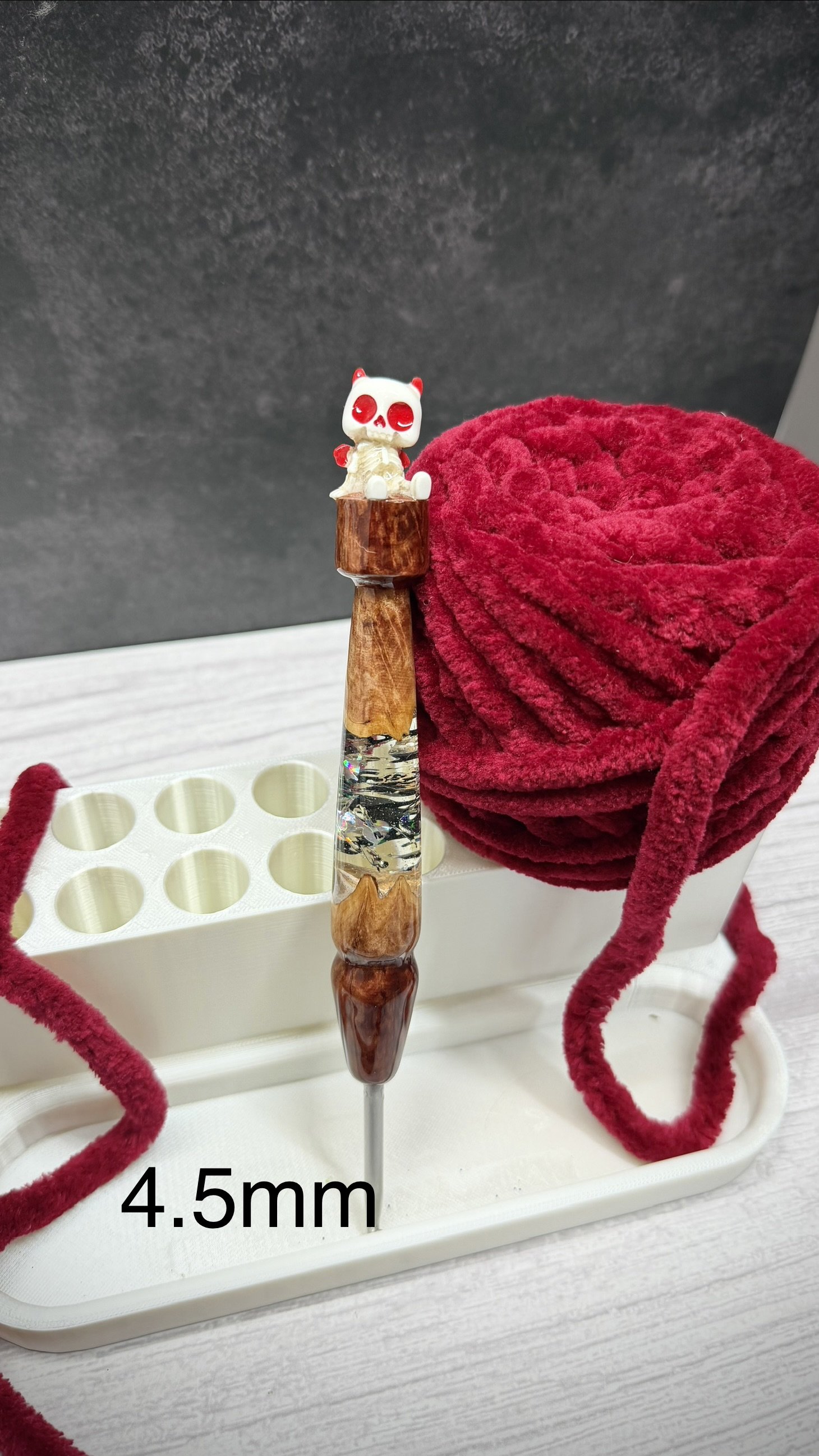 devil cat skeleton wood handle halloween clover crochet hook.jpeg