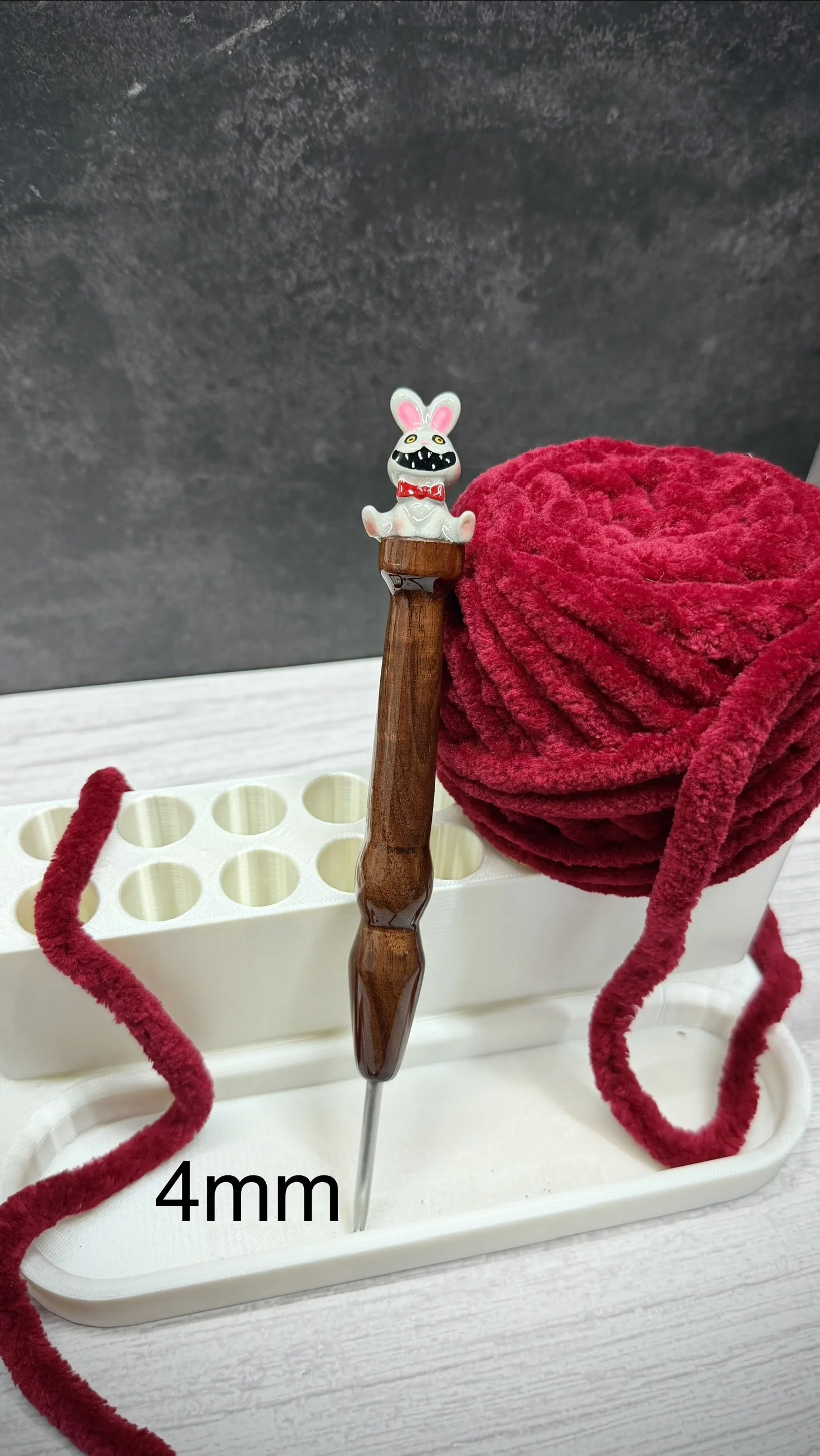 creepy bunny wood handle halloween clover crochet hook.jpeg