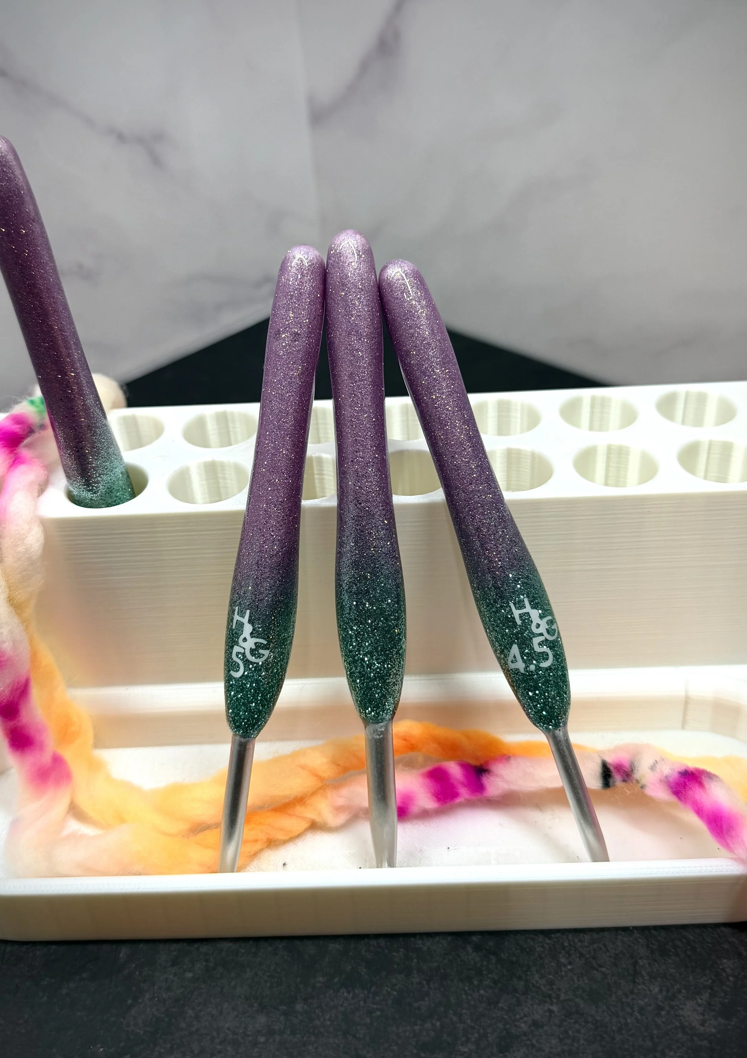 mint and purple clover glitter crochet hook .jpeg